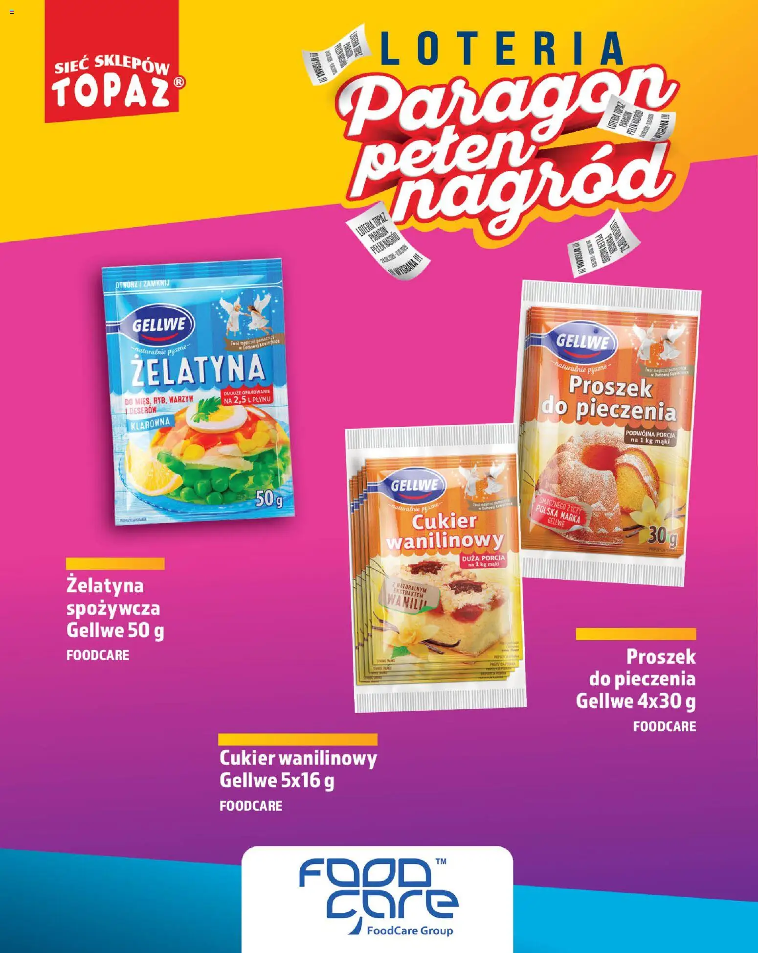 Topaz gazetka - Loteria Paragonowa od 24.08.2026 | Strona: 68 | Produkty: Proszek do pieczenia, Żelatyna, Cukier wanilinowy, Cukier