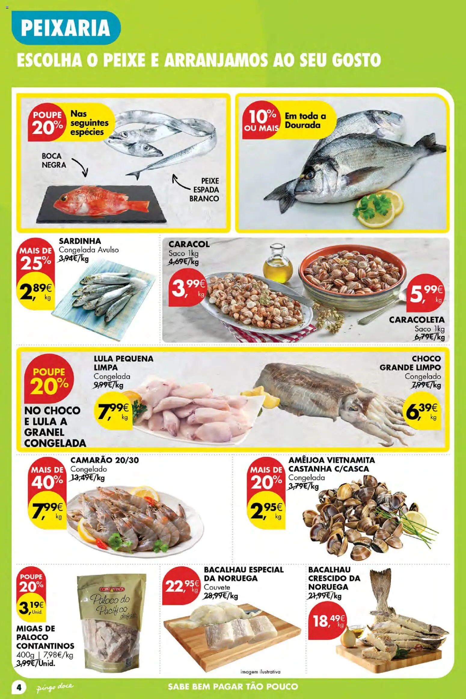 Pingo Doce Poupe Esta Semana Açores │ válido de 06/08/2026 | Página: 4 | Produtos: Dourada, Bacalhau, Saco, Peixe