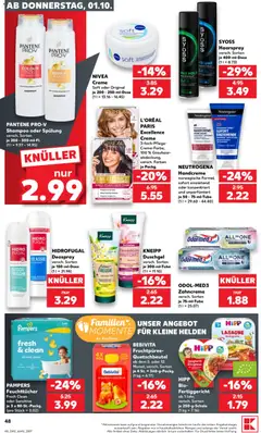 Kaufland DE -DE Folder - Voorbeeld van een folder van Kaufland DE, geldig van 01-10-2026 | Pagina: 48 | Producten: Spaghetti, Haarspray, Crème, Handcrème