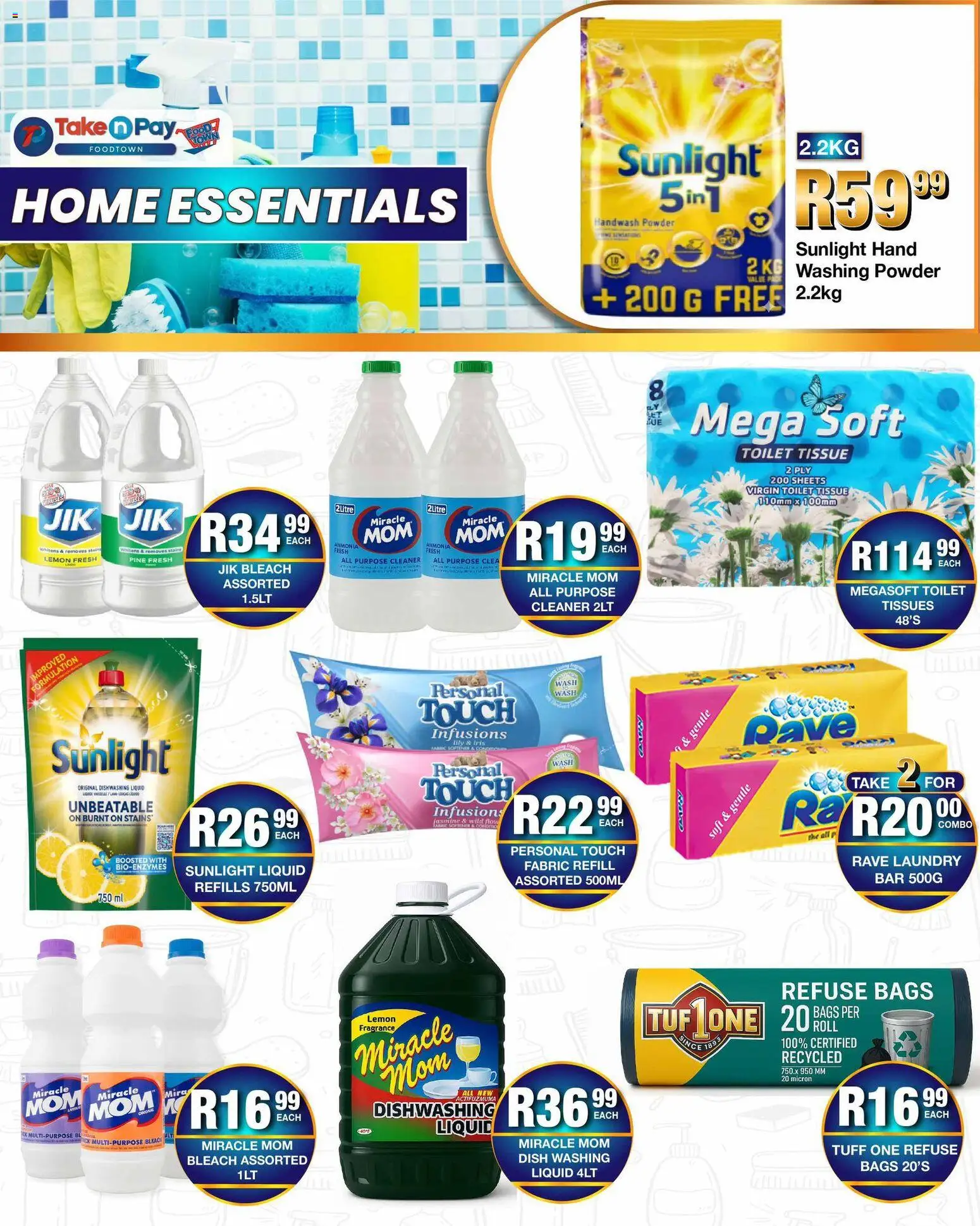 New Take n Pay catalogue – valid from 20.04.2026 | Page: 30 | Products: Handwash, Bleach, Refuse bags, Washing powder