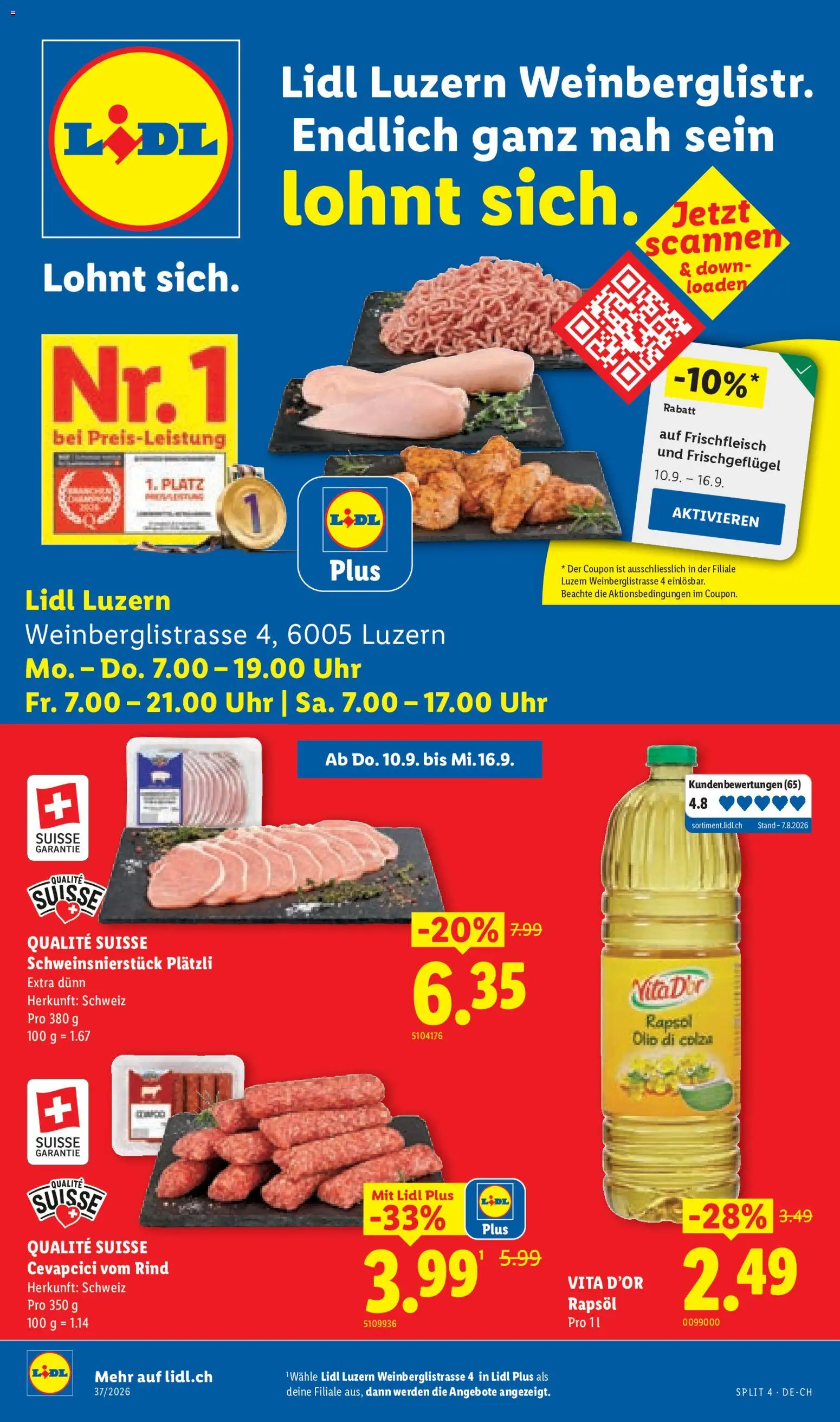 Lidl aktionen Luzern Weinberglistr – gültig ab 10.09.2026 | Seite: 1