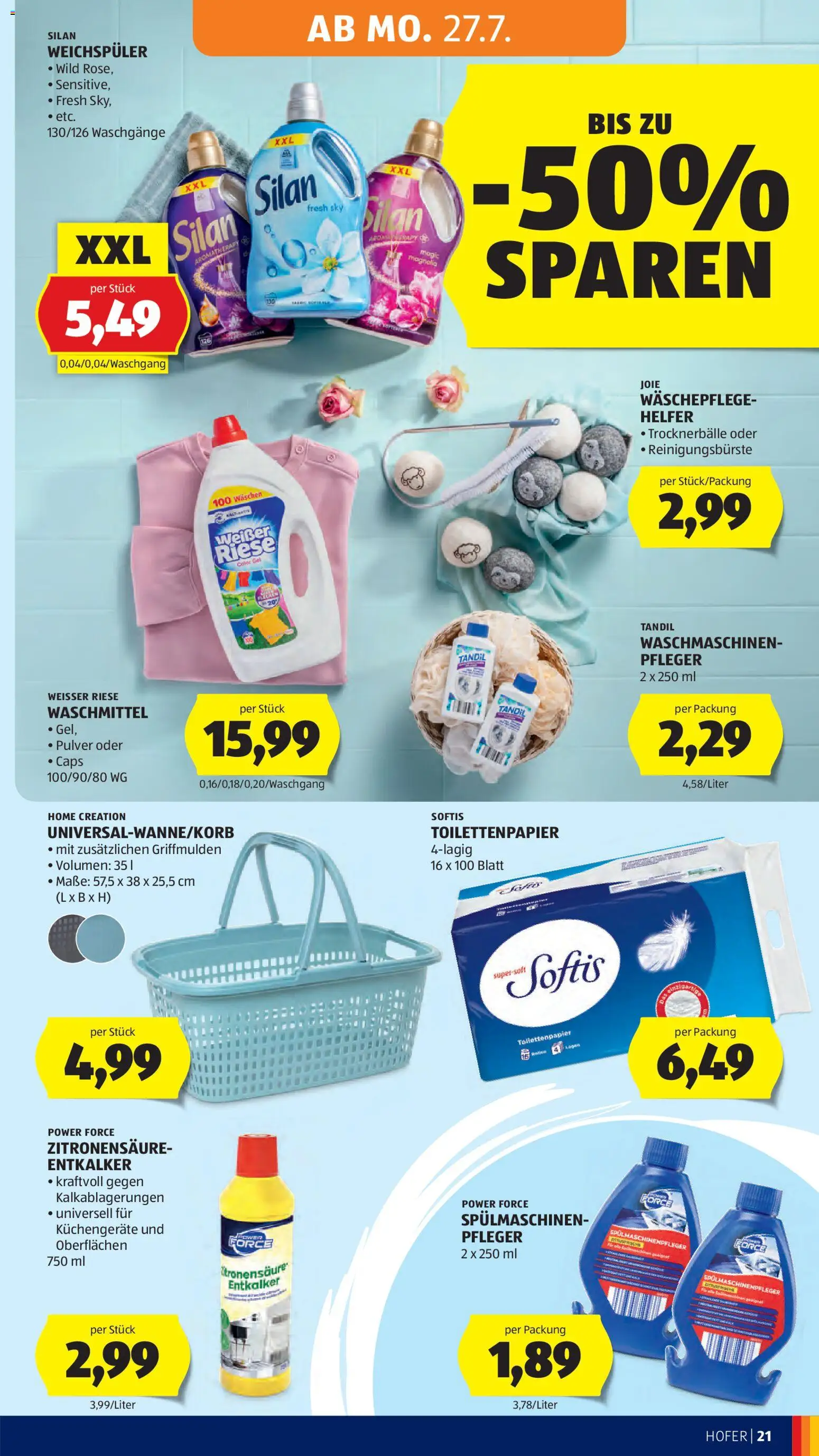 Hofer Flugblatt gültig ab 24.07.2026 | Seite: 31 | Produkte: Weichspüler, Waschmittel