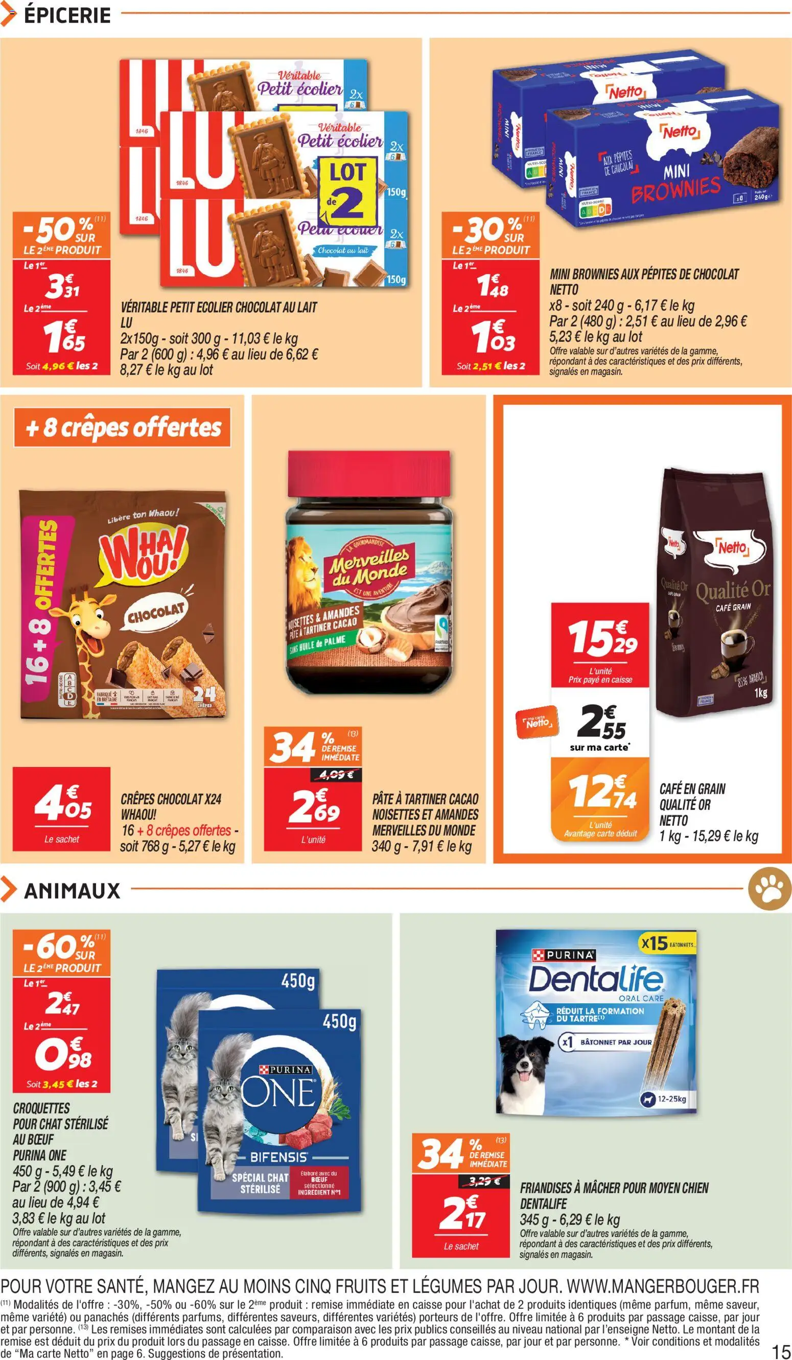 {H1} | Page: 15 | Produits: Pépites de chocolat, Pâte à tartiner, Café en grain, Lait