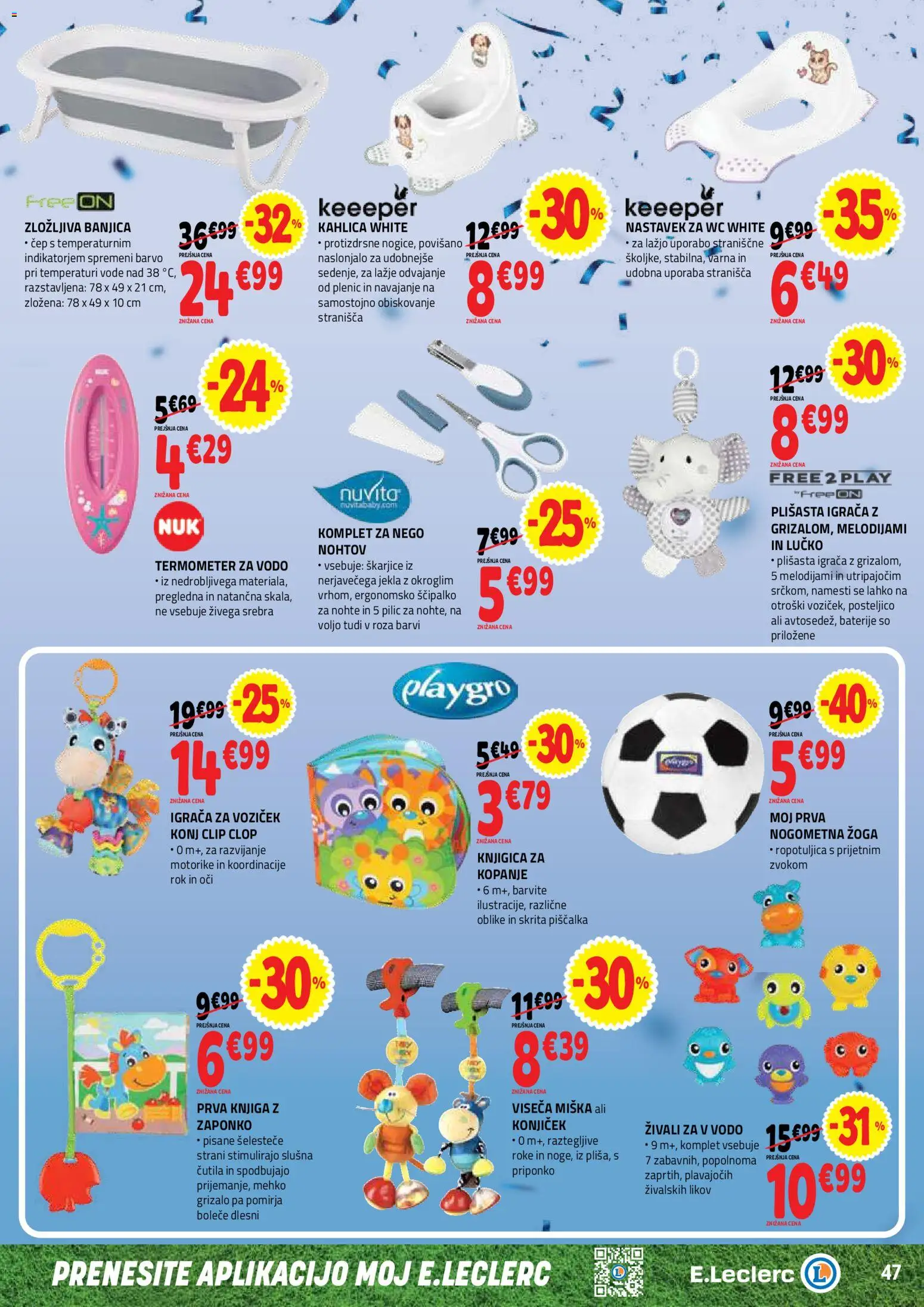 Novi E.leclerc katalog ponudbe – veljaven od 17.06.2026 | Stran: 47 | Izdelki: Termometer, Baterije, Knjiga, Voziček