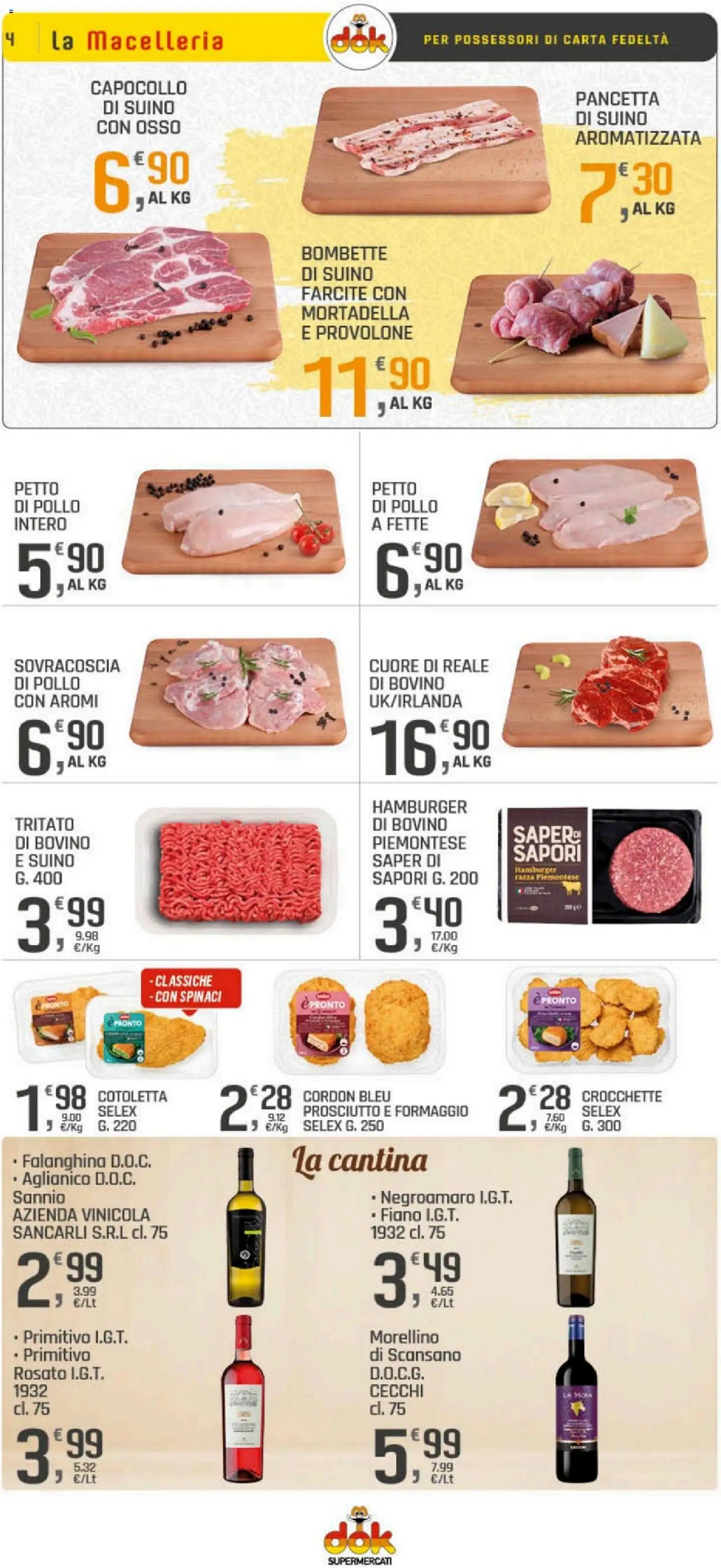 Volantino DOK del 04.05.2026 | Pagina: 4 | Prodotti: Bovino, Petto di Pollo, Suino, Mortadella