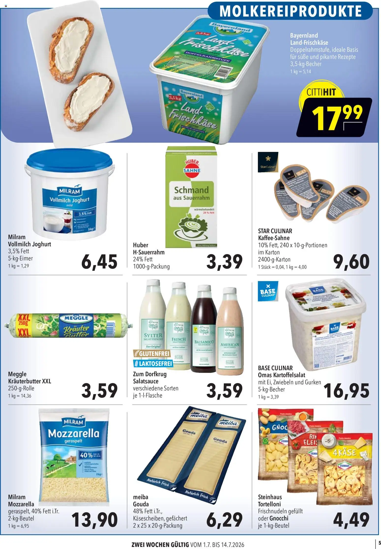 CITTI Markt Aktuelle Angebote für Profis – gültig ab 01.07.2026 | Seite: 5 | Produkte: Käse, Balsamico, Gurken, Frischkase