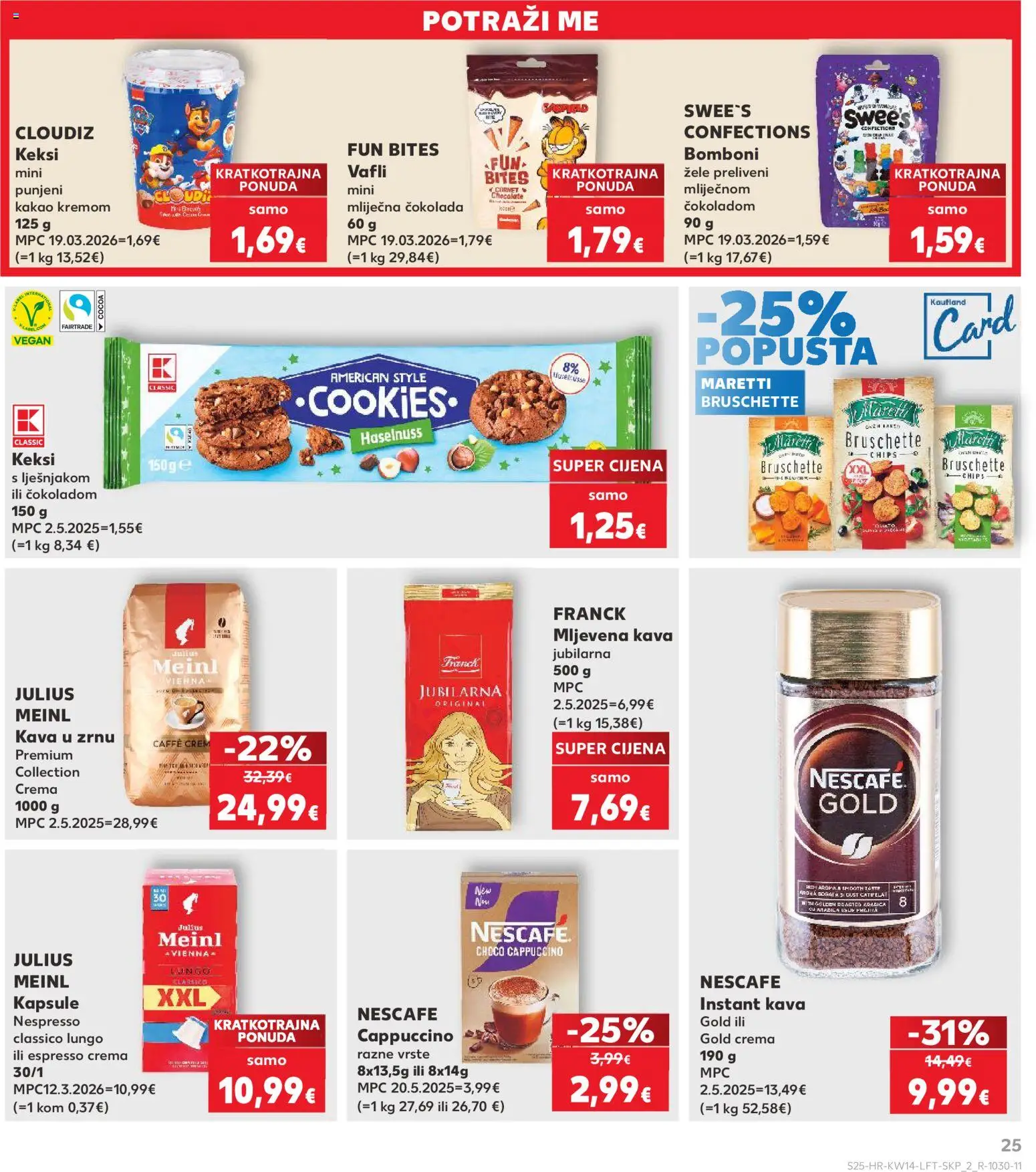 Kaufland katalog | vrijedi od 01.04.2026 | Stranica: 25 | Proizvodi: Kava instant, Mljevena kava, Čokolada, Kakao