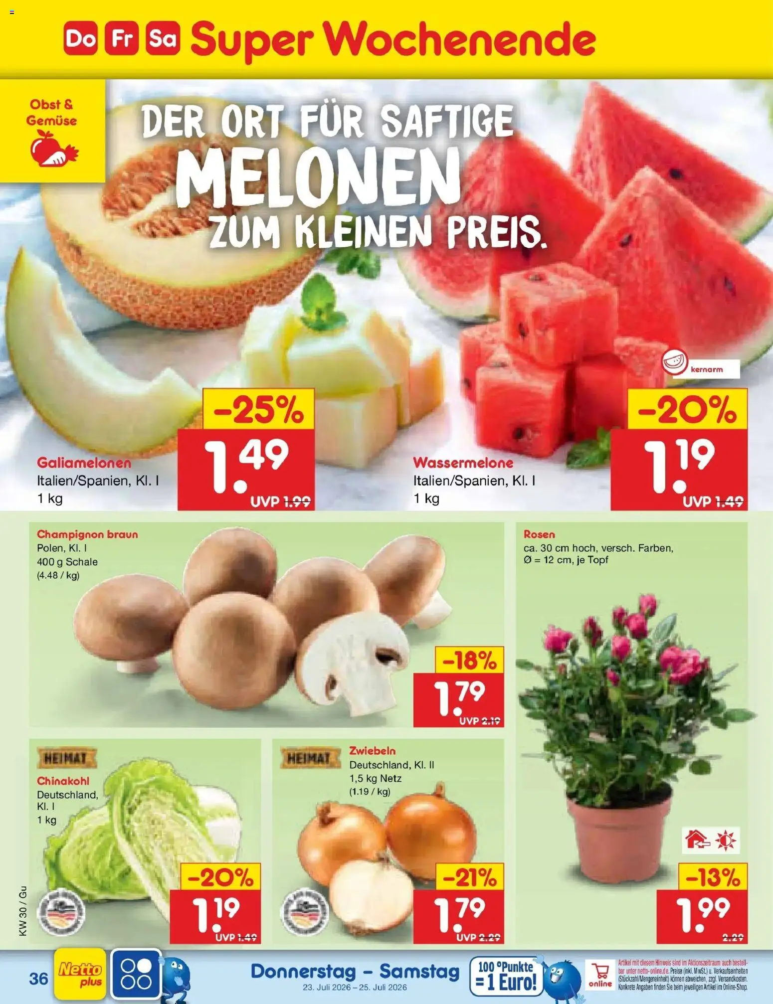 Netto Marken-Discount Prospekt Augustusburg – gültig ab 20.07.2026 | Seite: 60 | Produkte: Zwiebeln, Obst, Wassermelone, Chinakohl