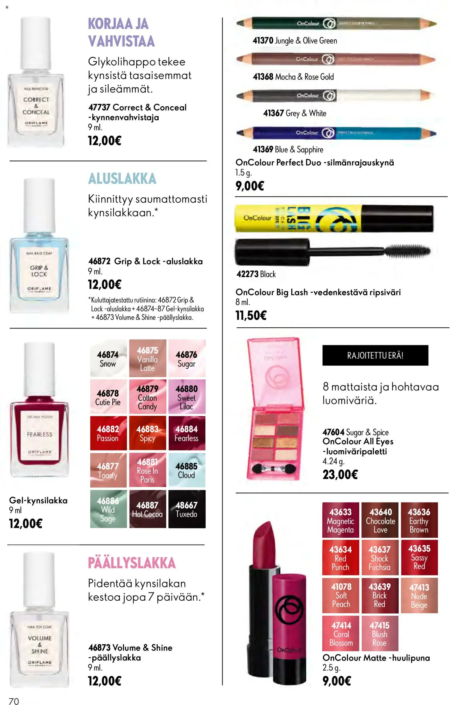 Oriflame - Esite 09 – voimassa 24/06/2026 alkaen | Sivu: 70 | Tuotteet: Ripsiväri, Huulipuna