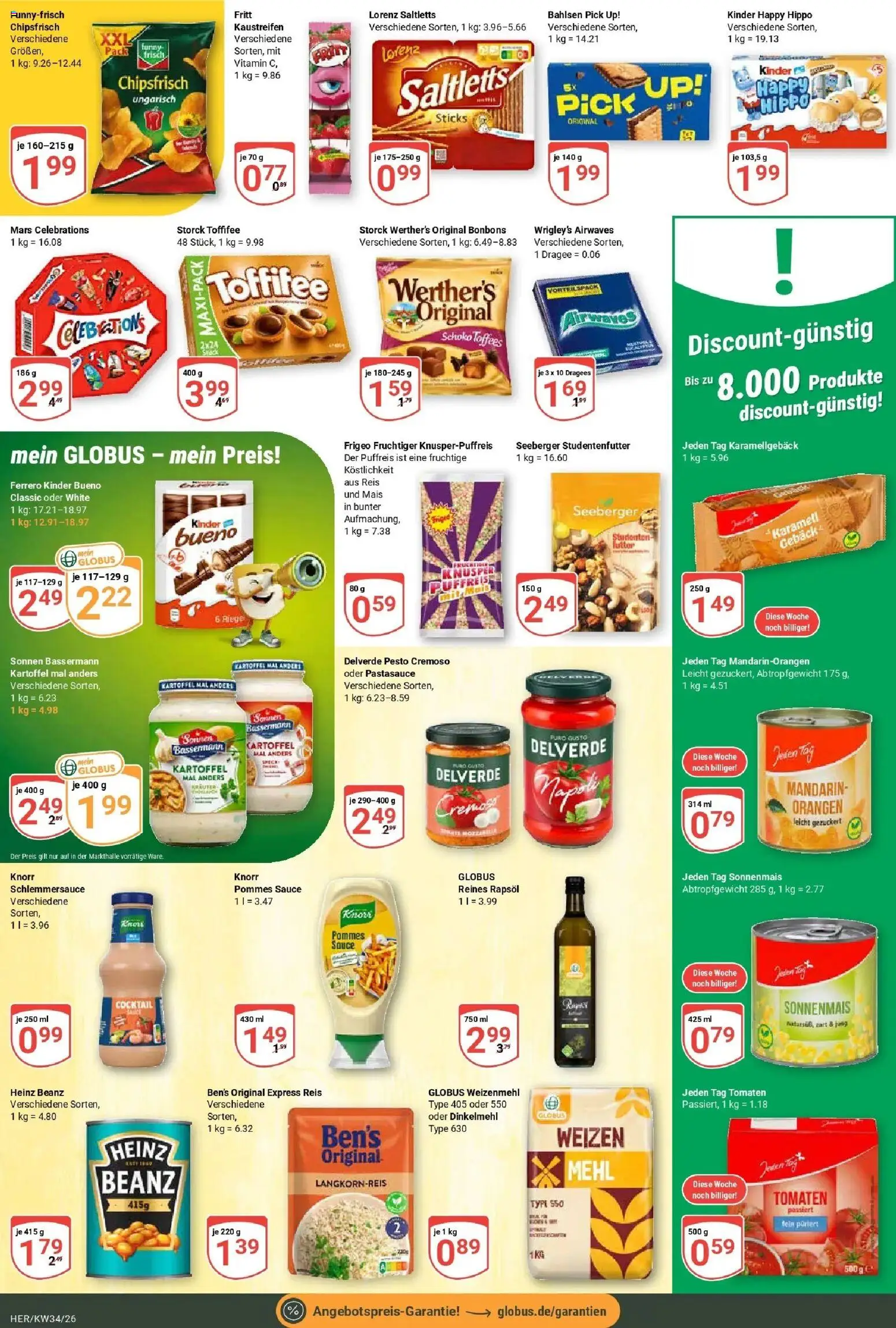 Globus Prospekt Hermsdorf (ab 17.08.2026) » Angebote online | Seite: 18 | Produkte: Mehl, Rapsöl, Kinder bueno, Knorr