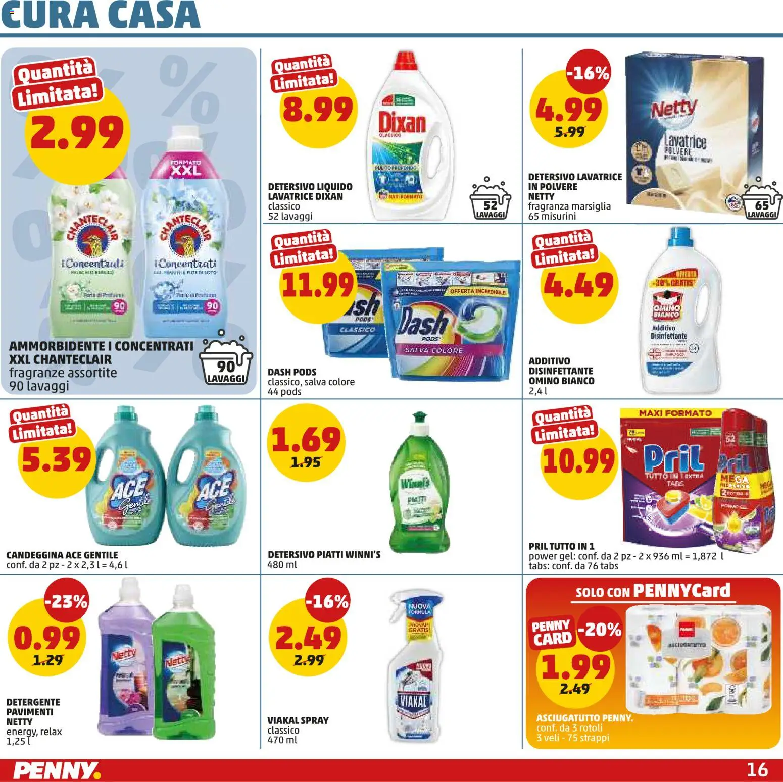 Volantino PENNY del 10/09/2026 | Pagina: 16 | Prodotti: Detergente, Piatti, Lavatrice, Asciugatutto
