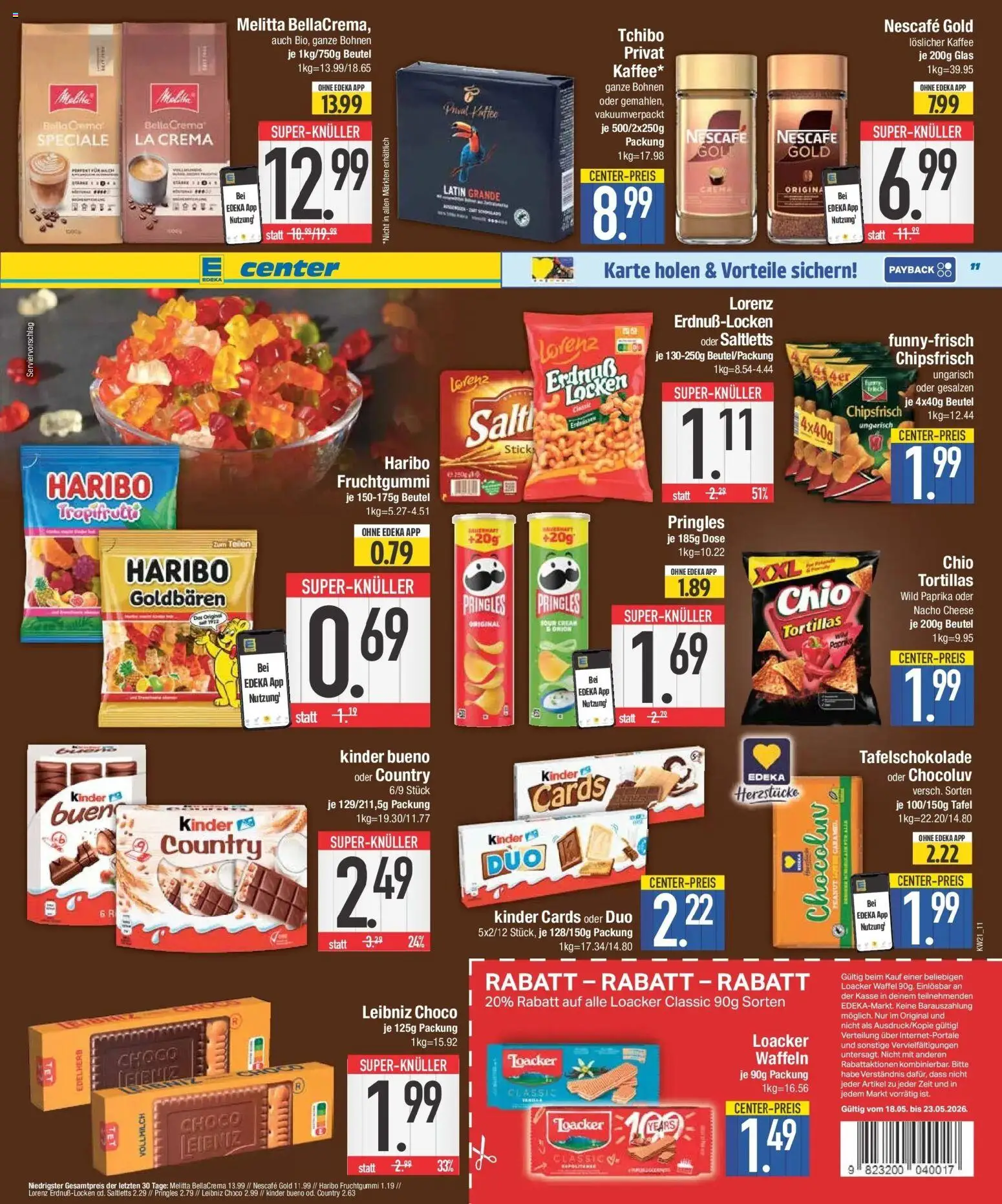 E center Prospekt Niederwinkling – gültig ab 17.05.2026 | Seite: 12 | Produkte: Waffeln, Paprika, Chips, Nescafe gold
