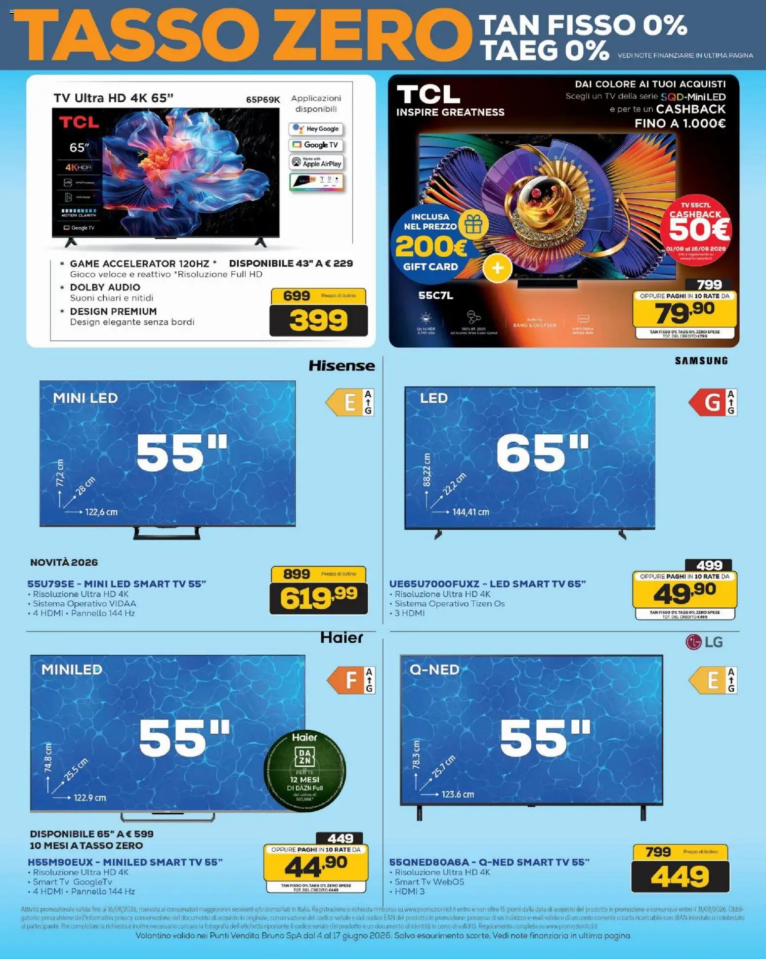 Volantino BRUNO del 04.06.2026 | Pagina: 9 | Prodotti: smart TV, Data, Audio, Presa