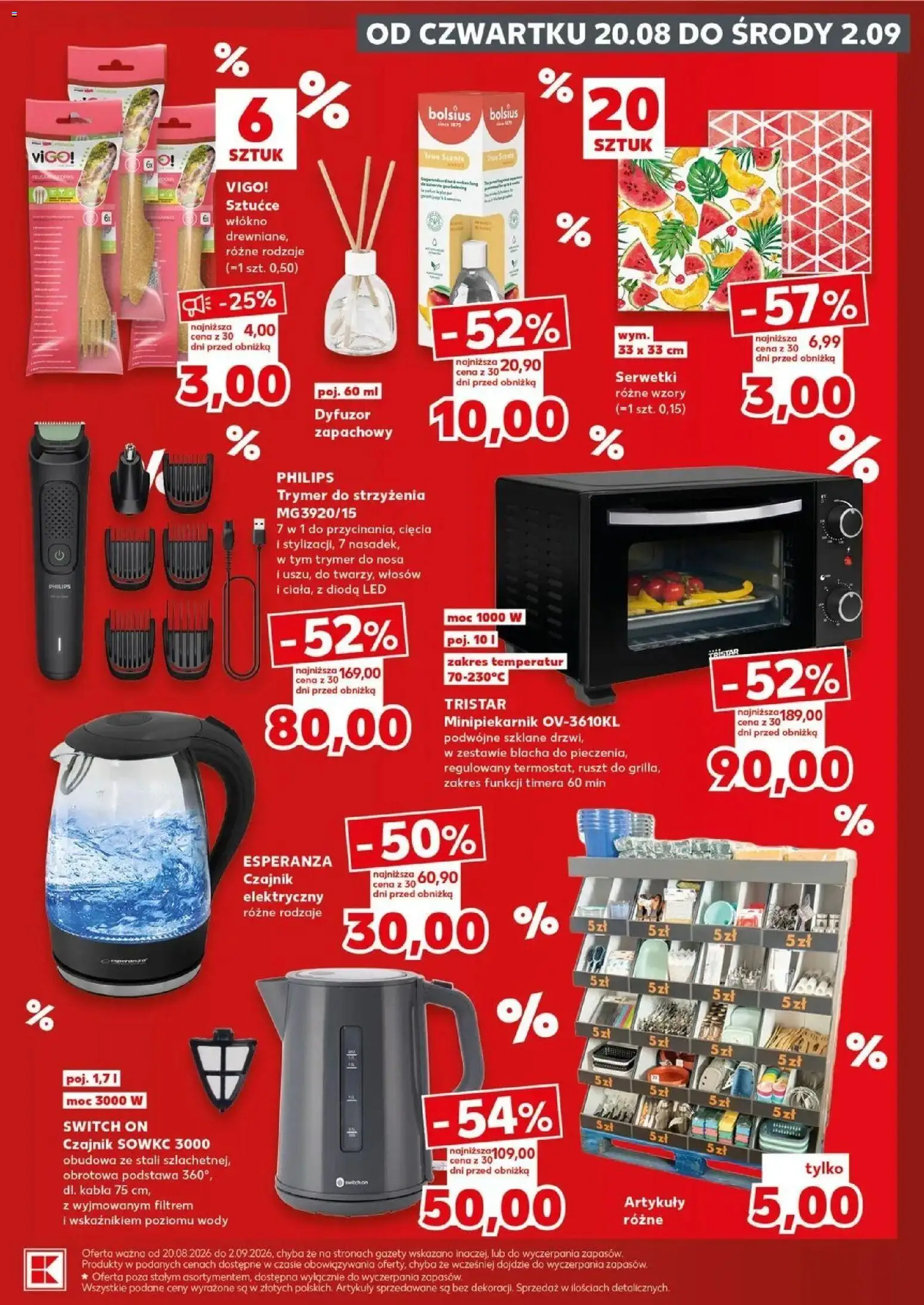 Kaufland gazetka - Złap Okazje od 20.08.2026 - od jutra PDF | Strona: 7 | Produkty: Czajnik elektryczny, Dyfuzor zapachowy, Czajnik, Serwetki