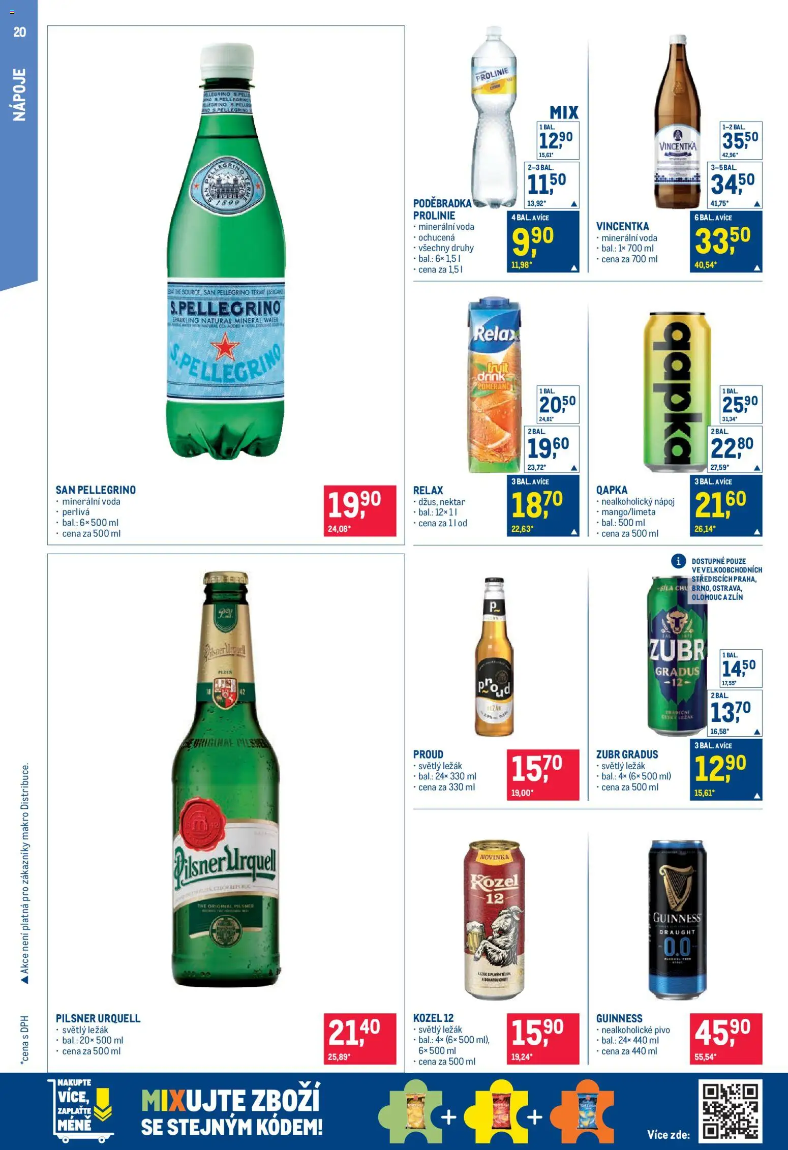 Makro leták - Pro milovníky jídla od 03.06.2026 | Strana: 20 | Produkty: Nealkoholické pivo, Guinness, Minerální voda, Prolinie