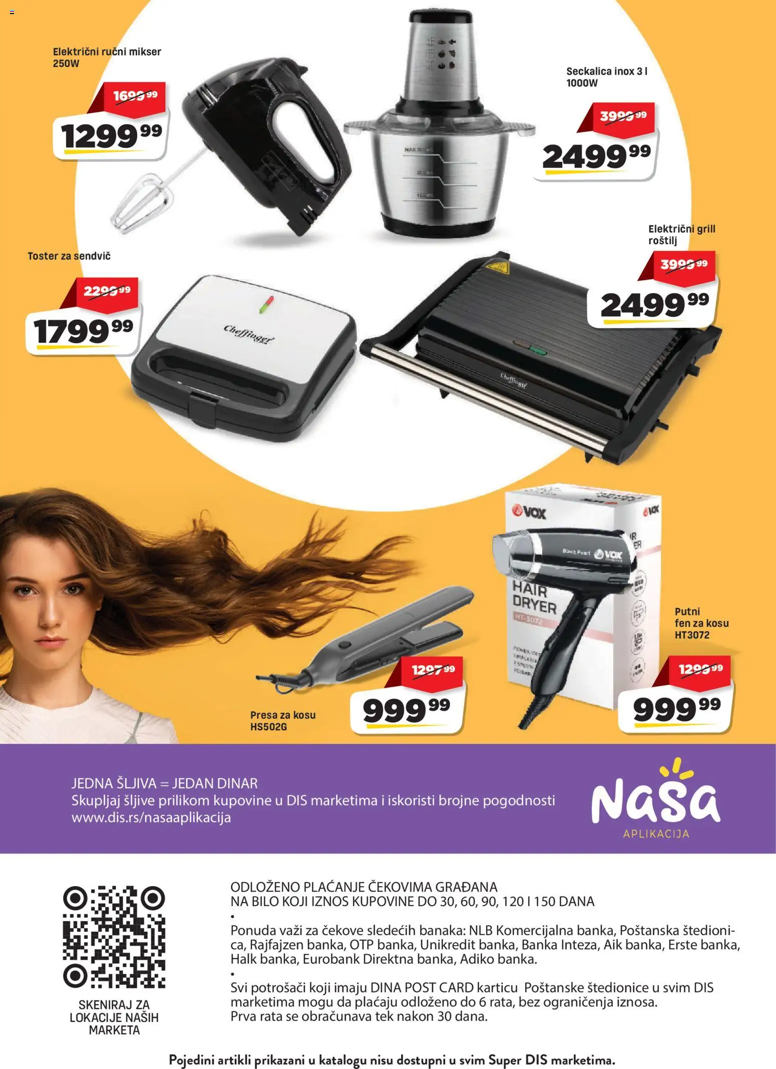 Super DIS katalog - važi od 01.09.2026 | Strana: 24 | Proizvode: Mikser, Fen za kosu, Šljive, Ručni mikser