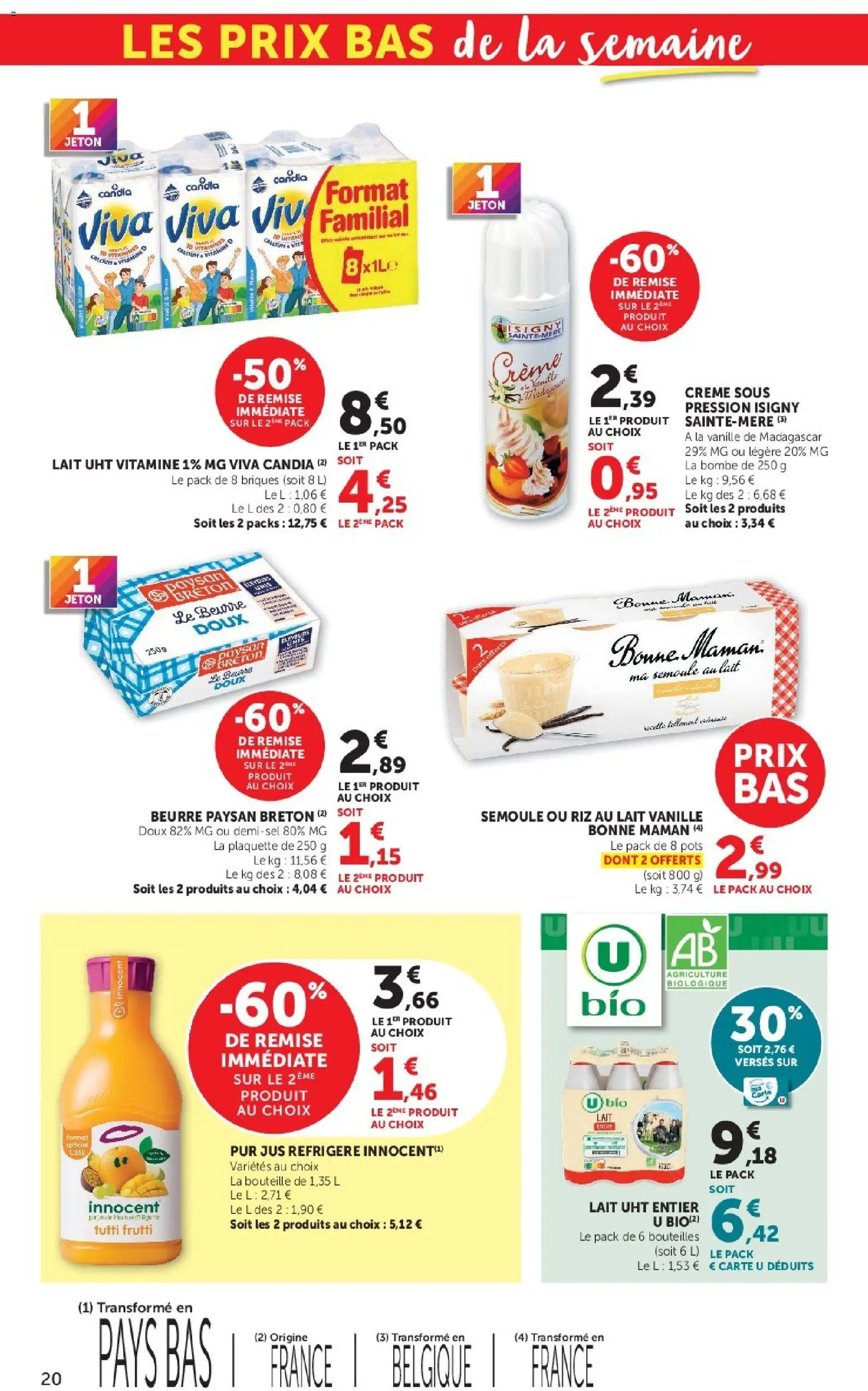 {H1} | Page: 20 | Produits: Lait entier, Beurre, Jus, Bonne Maman