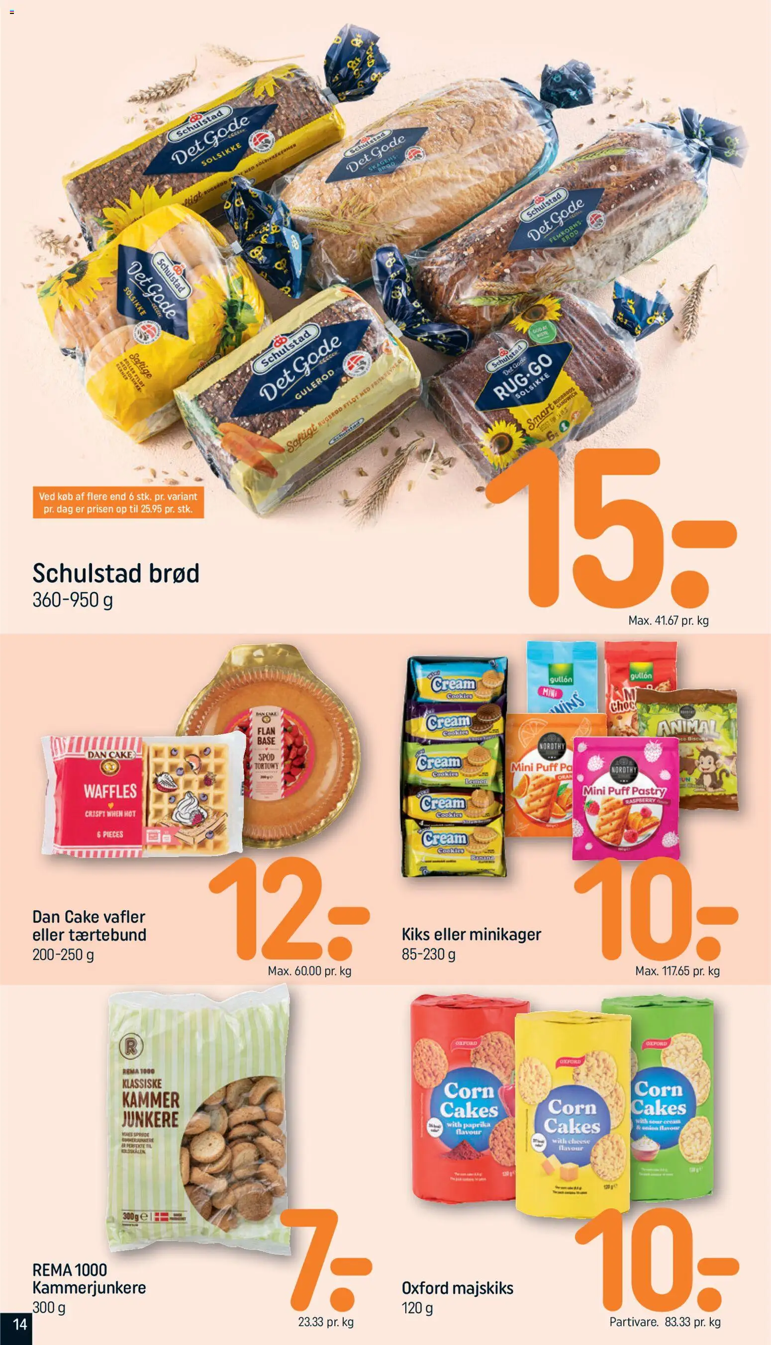 Rema 1000 tilbudsavis – gyldig fra 21.06.2026 | Side: 14 | Produkter: Cookies, Gulerod, Vafler, Rugbrød