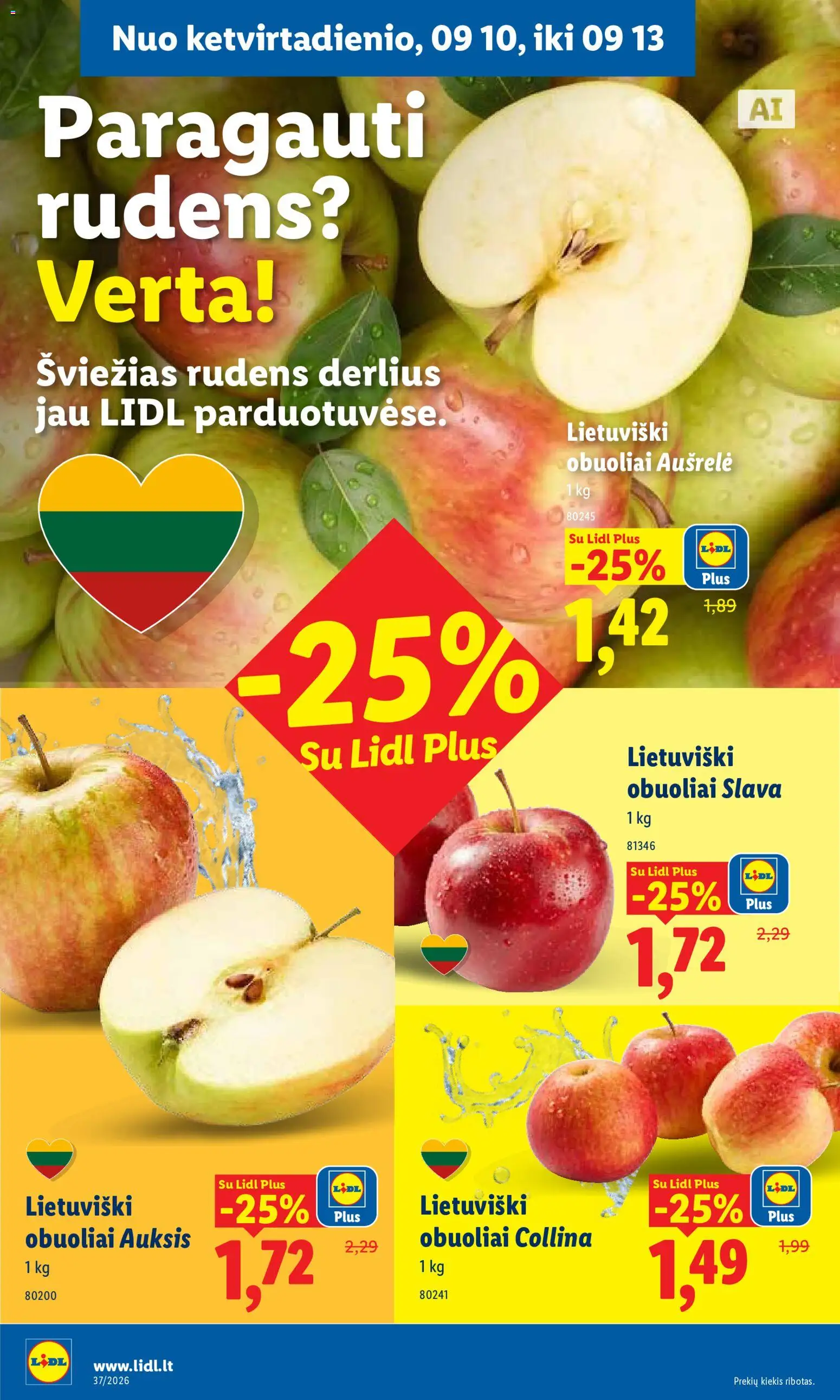 LIDL akcijos nuo 2026.09.07 | Puslapis: 40 | Prekių: Obuoliai