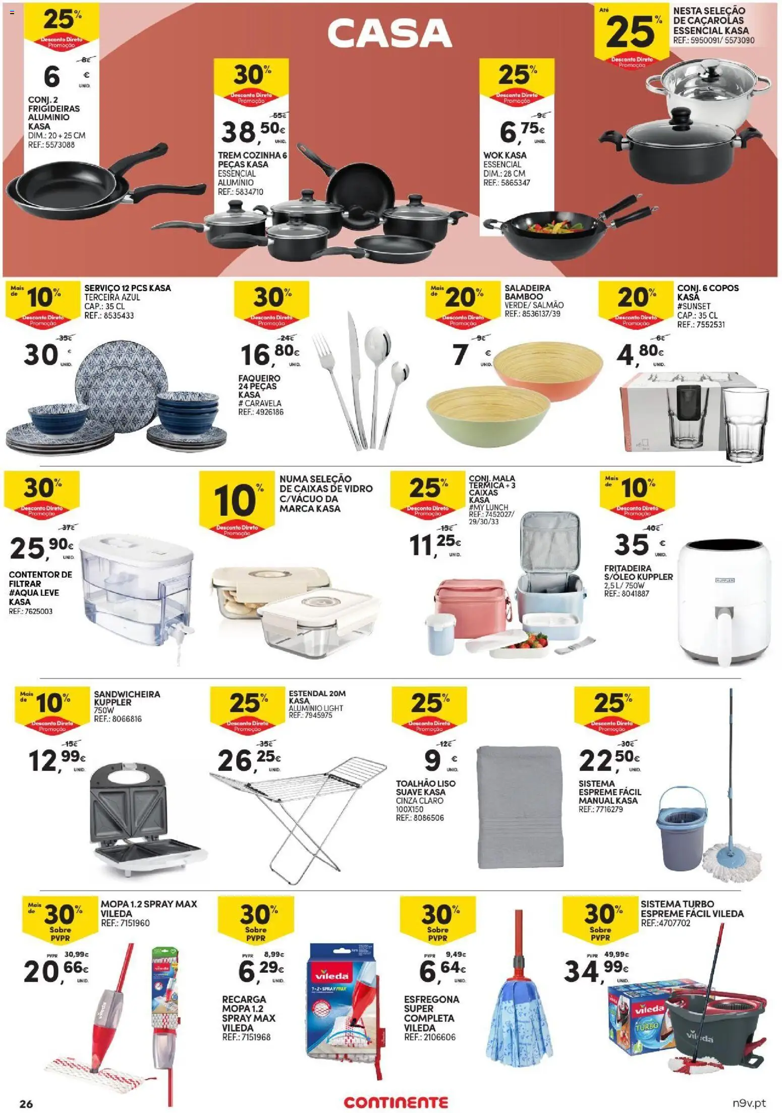 Continente Açores │ válido de 03/09/2026 | Página: 26 | Produtos: Copos, Fritadeira, Salmão, Esfregona