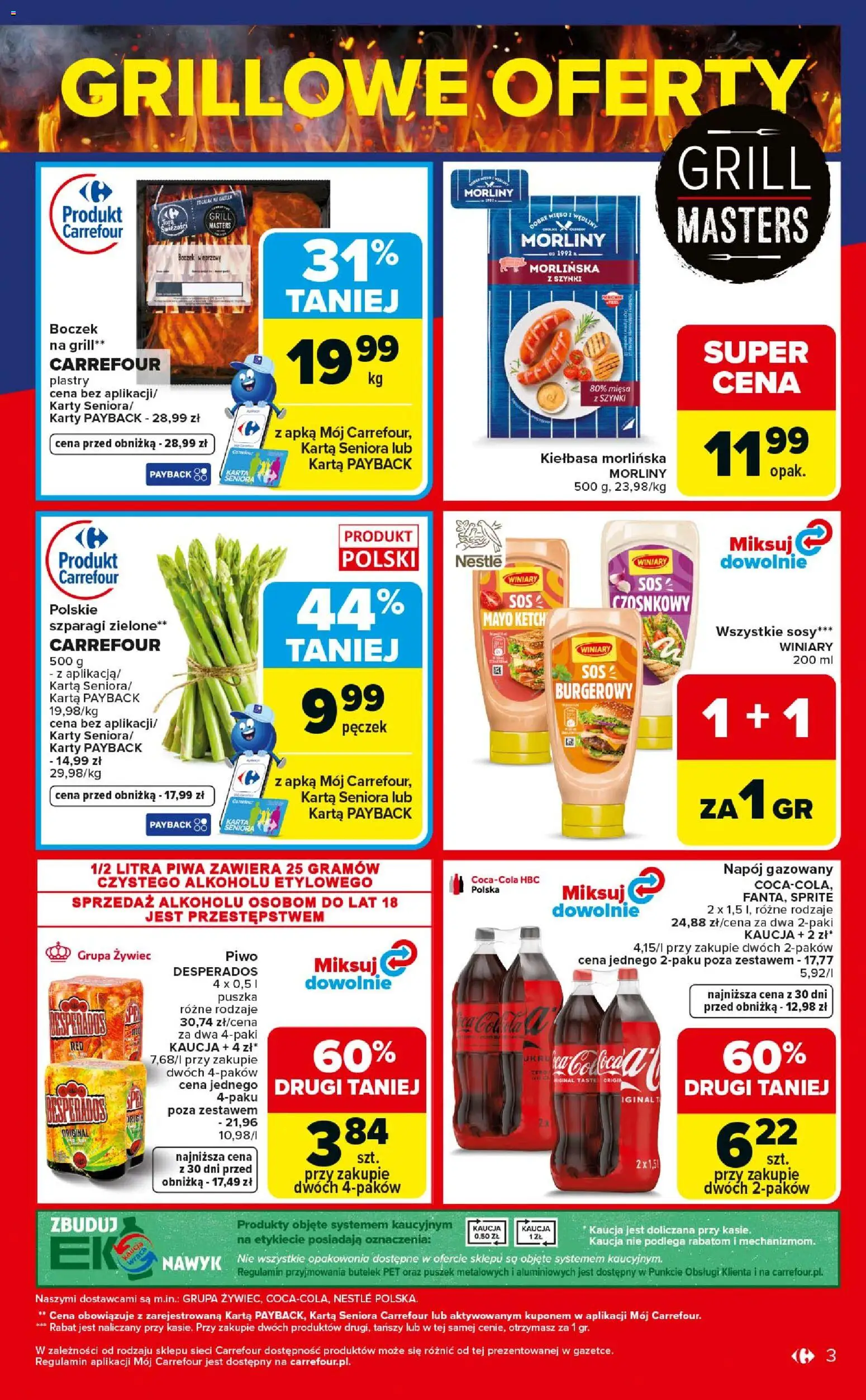Carrefour gazetka - Weekend okazji od 21.05.2026 | Strona: 3 | Produkty: Karta, Mięso, Boczek wieprzowy, Boczek