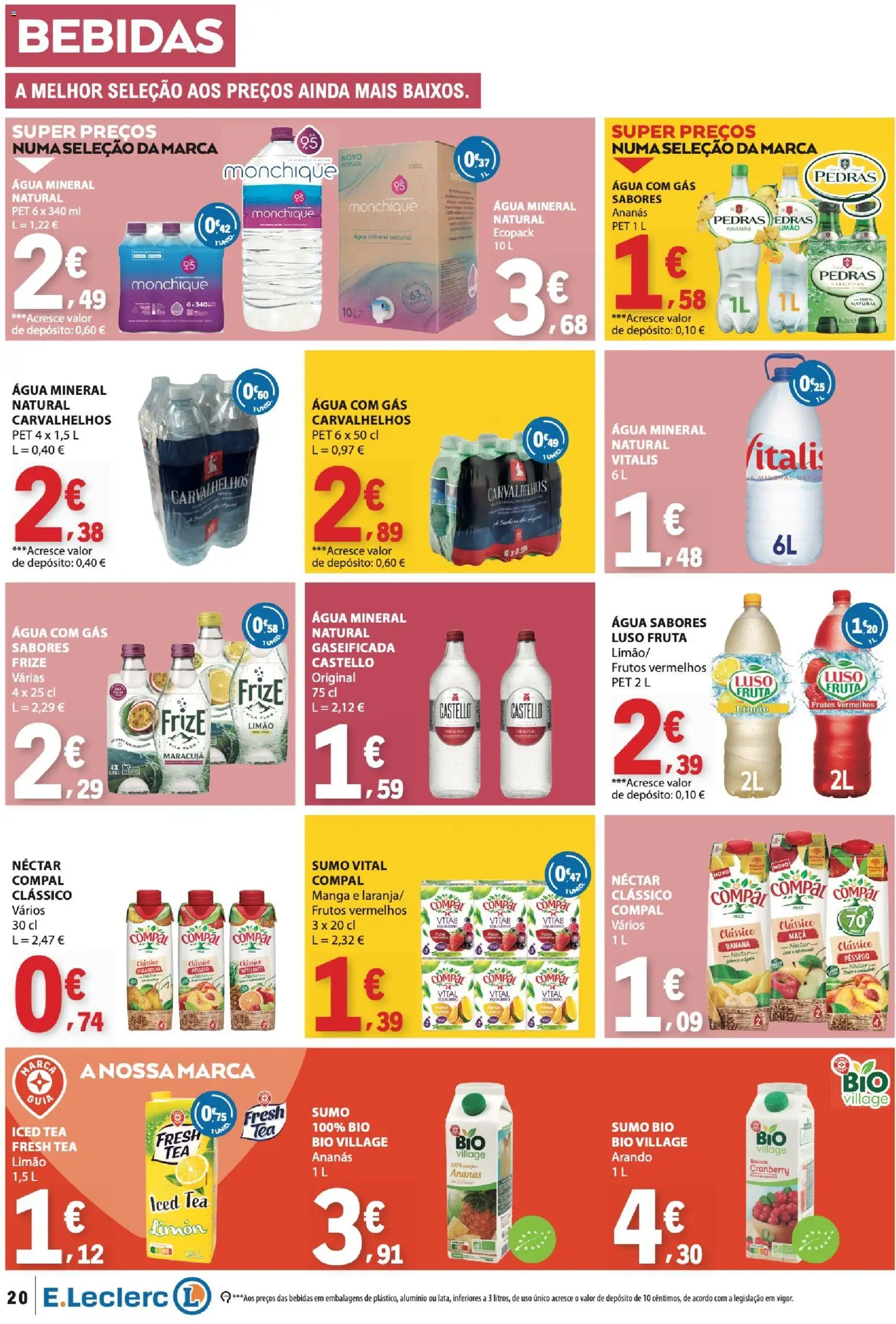 E.Leclerc folheto │ válido de 24/09/2026 | Página: 20 | Produtos: Manga, Bebidas, Água mineral natural, Ananás