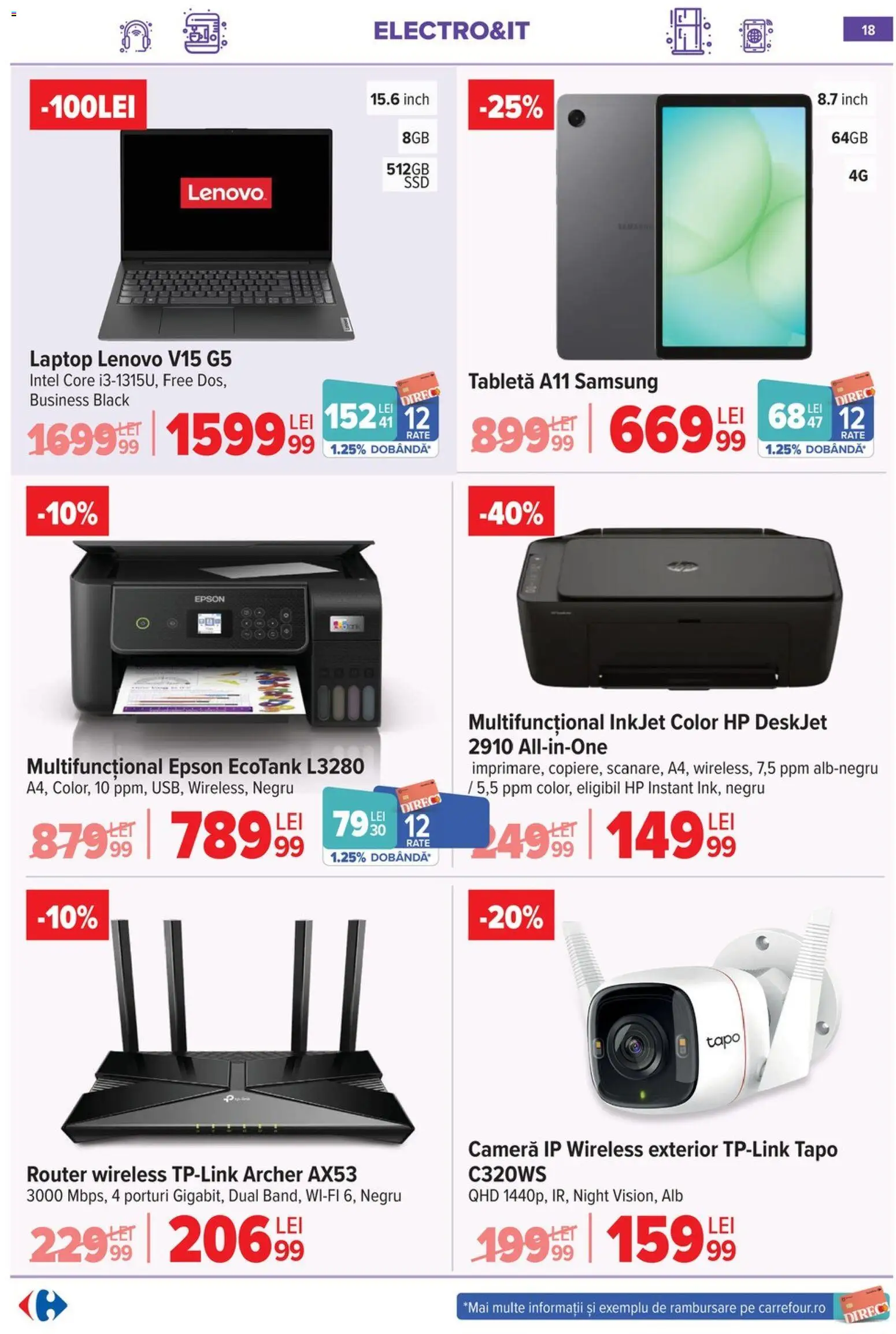 Noul catalog Carrefour – valabil de la 03.06.2026 | Pagină: 19 | Produse: Laptop, Tabletă, Router, Cameră