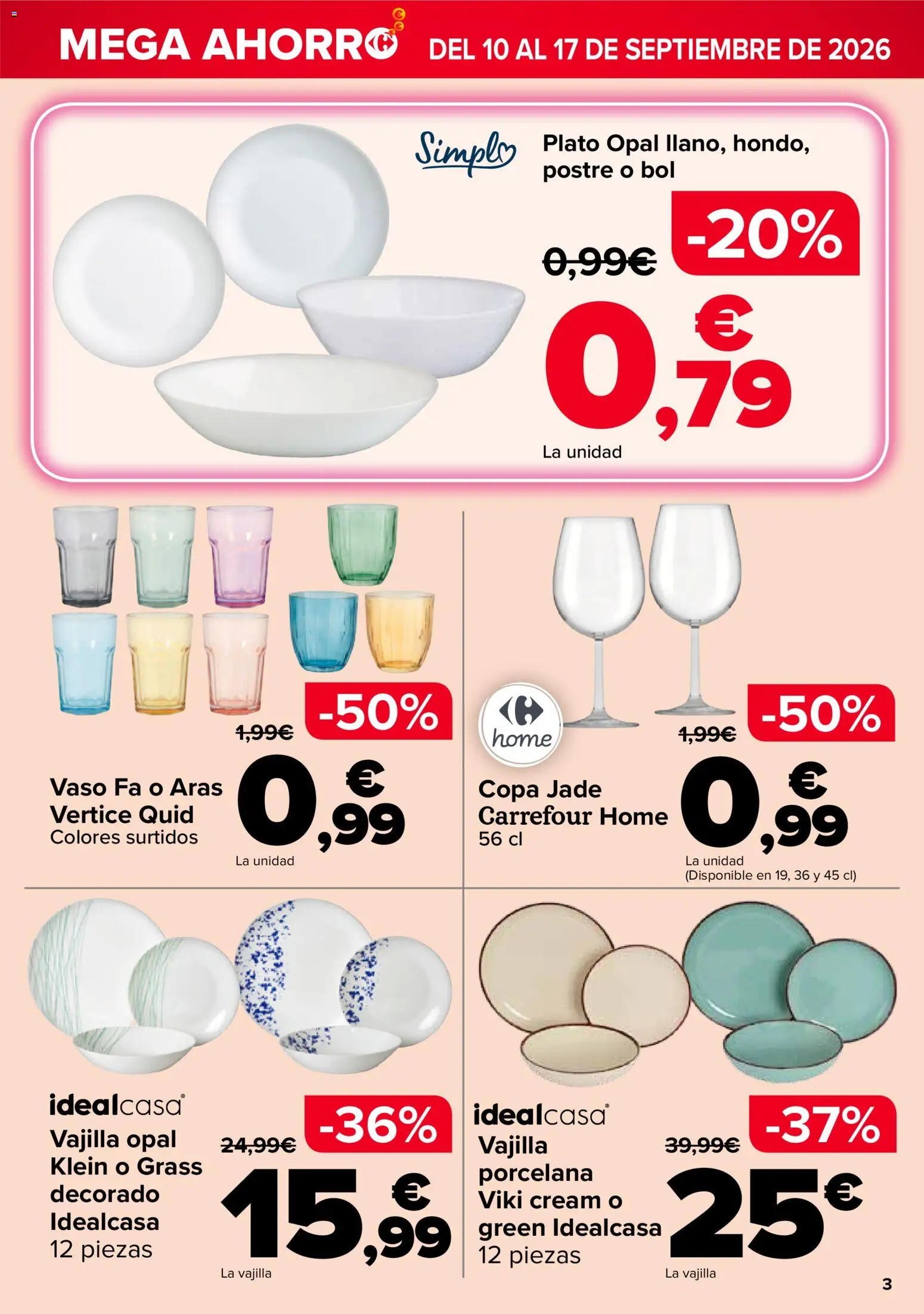 Carrefour Mega Ahorro │ válido desde el 10/09/2026 | Página: 3 | Productos: Postre, Vajilla