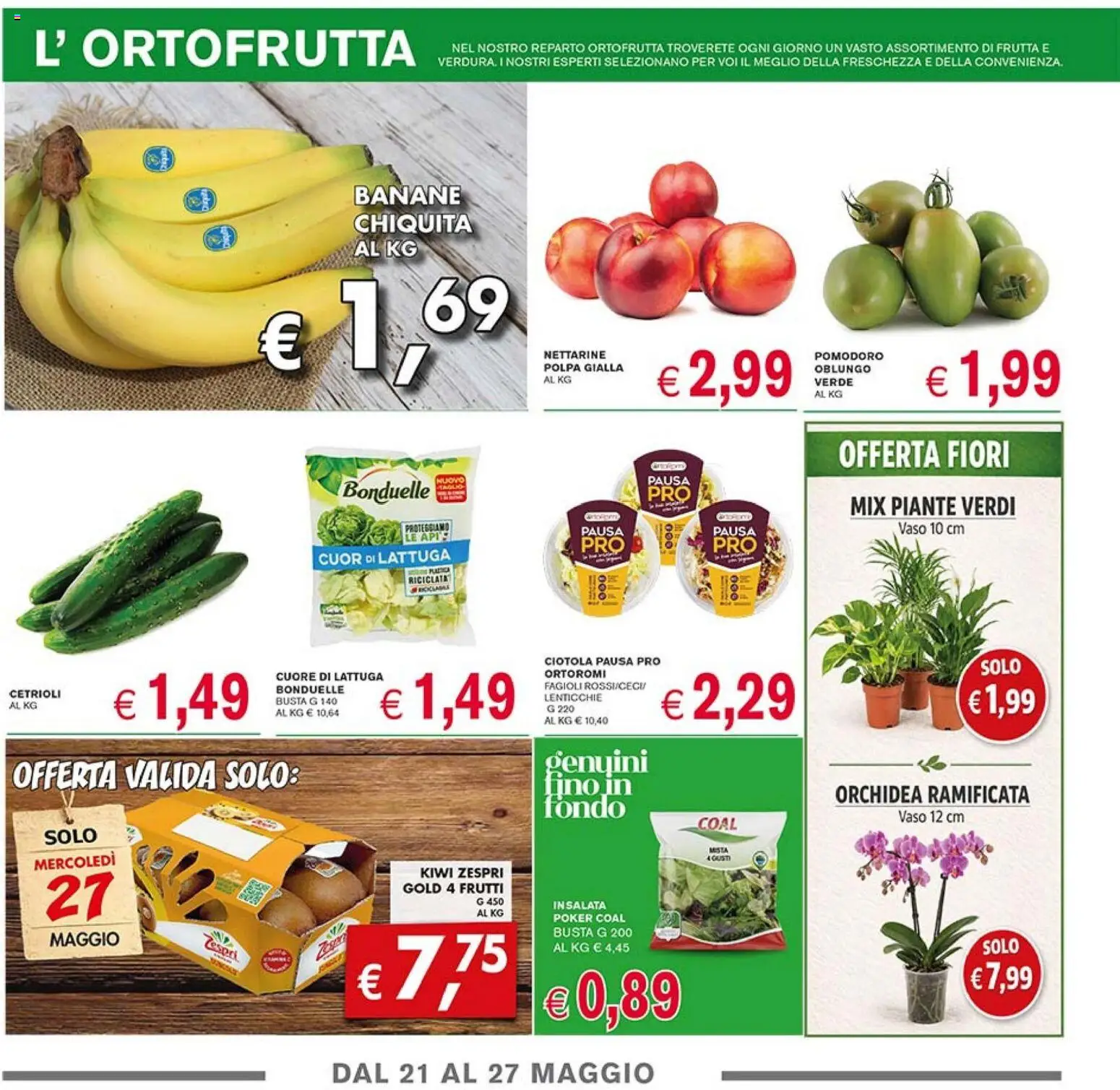 Volantino Coal del 21.05.2026 | Pagina: 2 | Prodotti: Banane, Cetrioli, Lenticchie, Lattuga