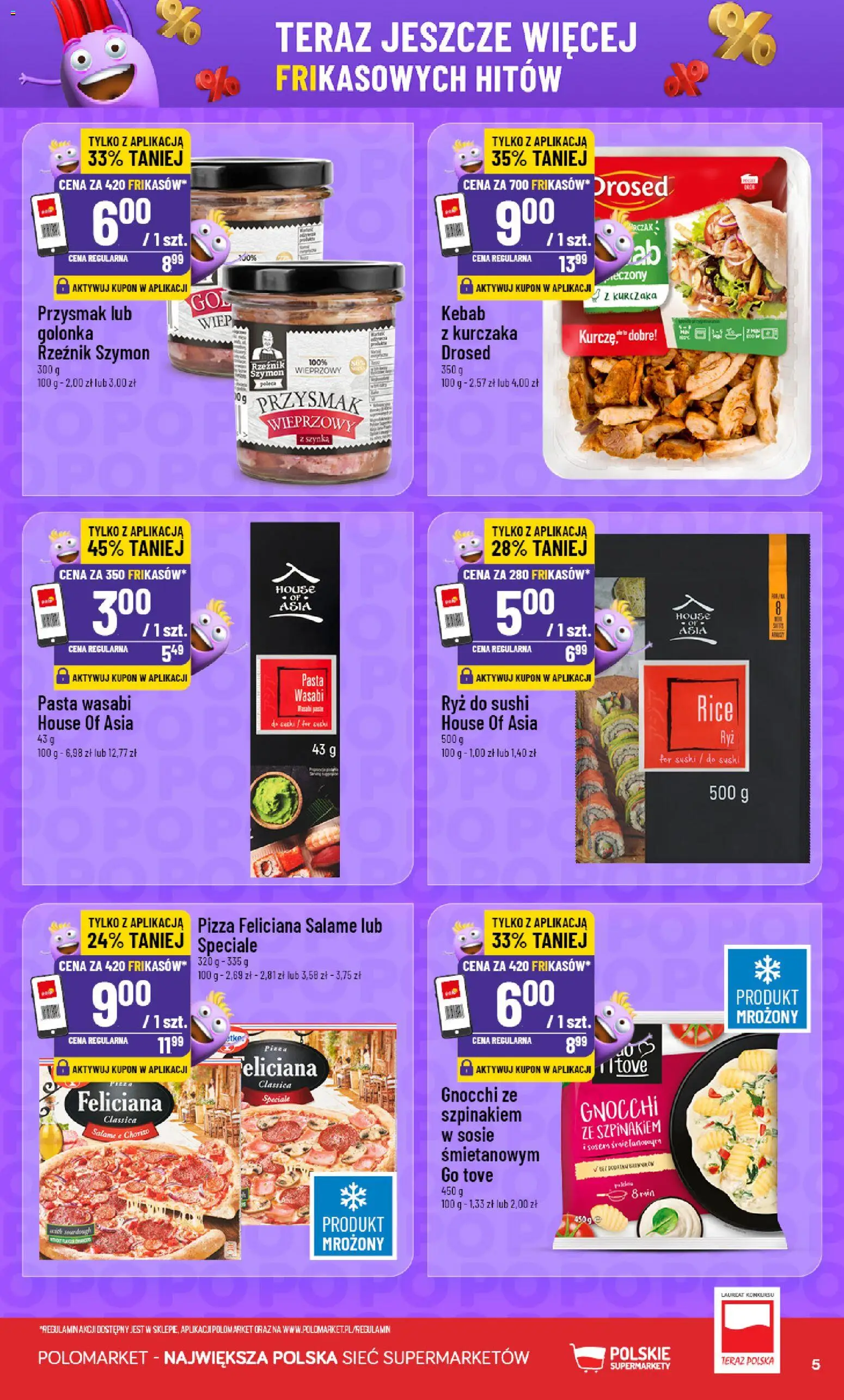 POLOmarket gazetka - Frikasowe Hity od 02.09.2026 | Strona: 5 | Produkty: Szynka, Sushi, Gnocchi, Pizza