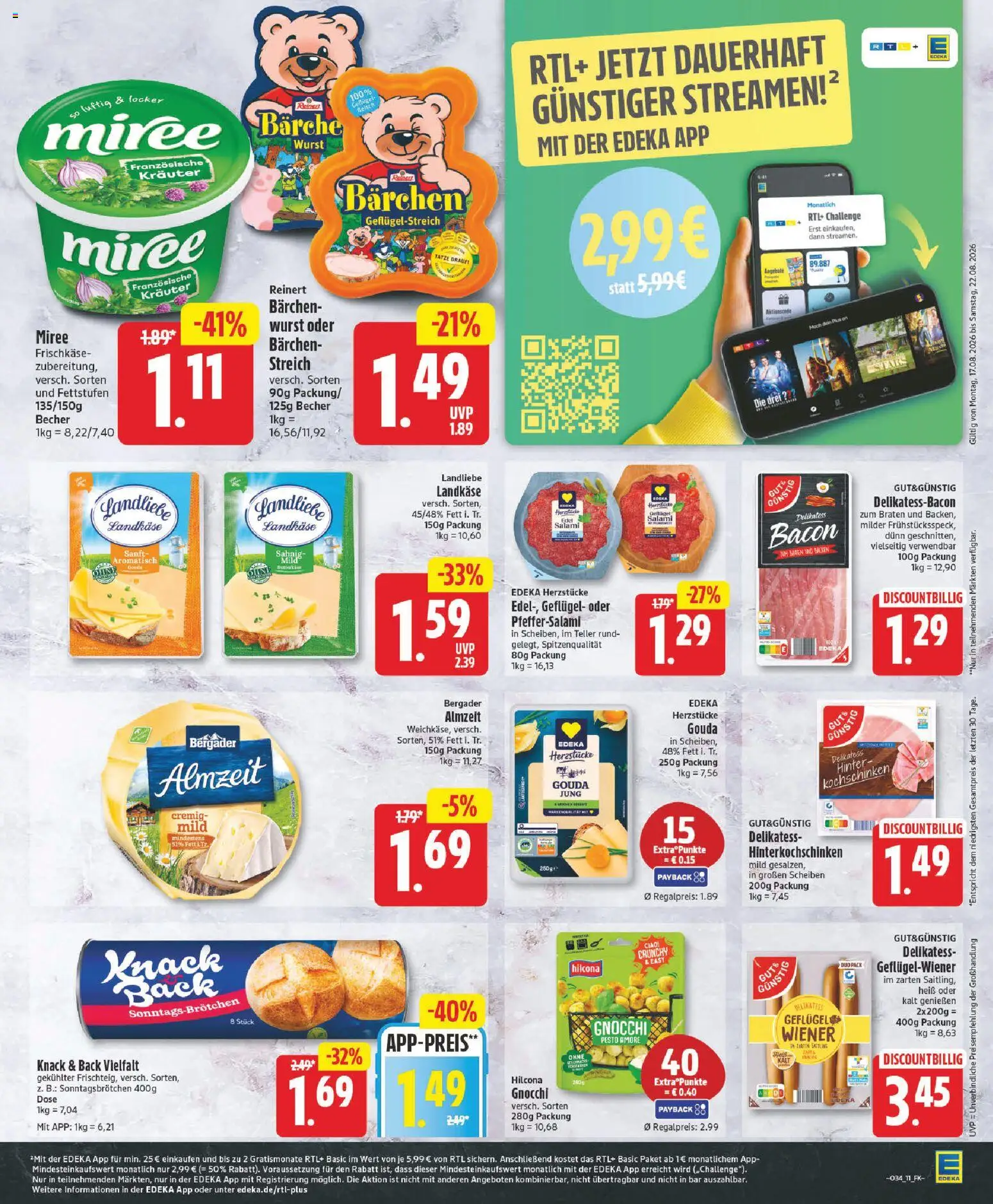 Edeka Prospekt – gültig ab 17.08.2026 | Seite: 11 | Produkte: Gouda, Wurst, Salami, Frischkase