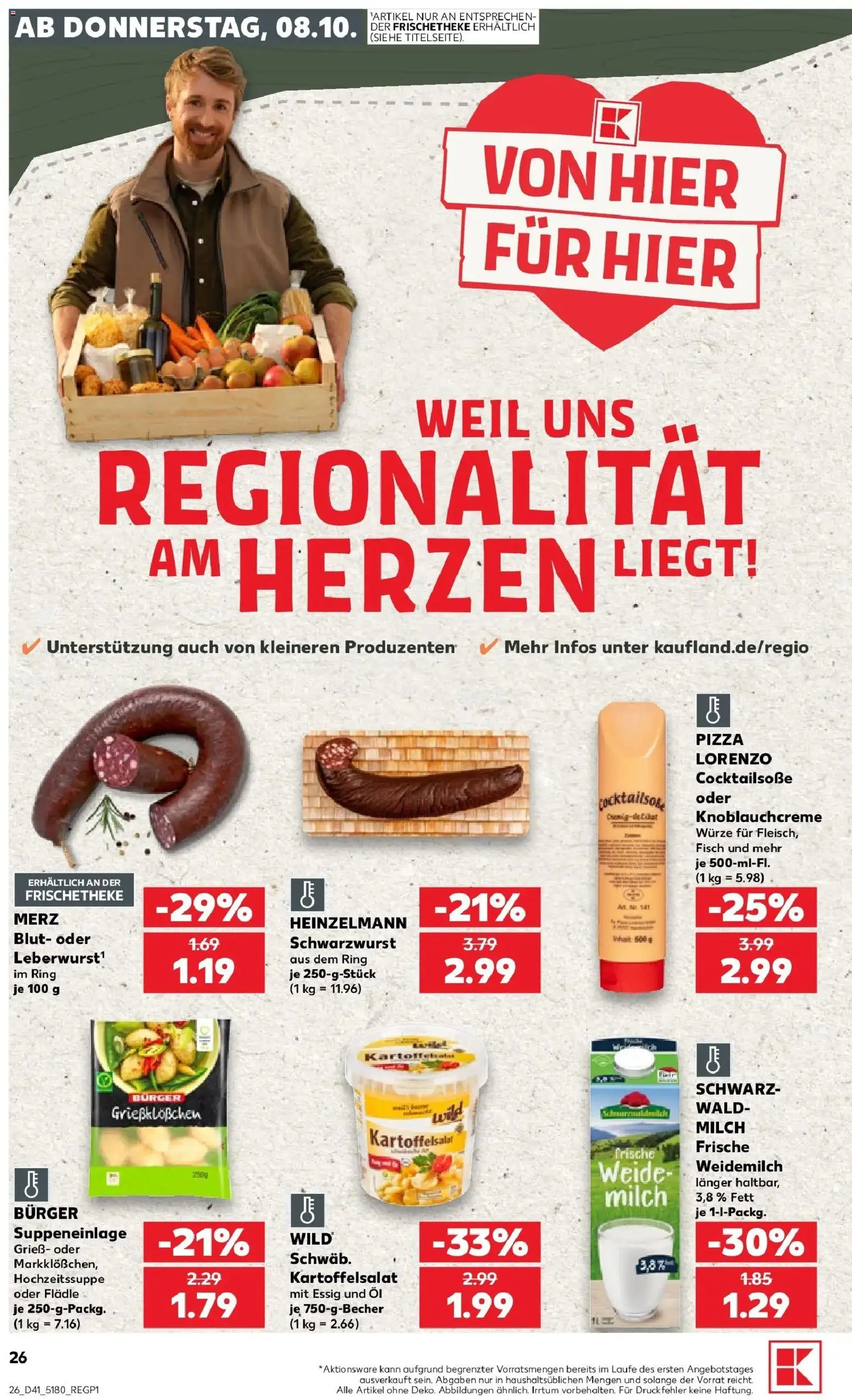 Prospekt Kaufland ab 08.10.2026 » Angebote Online zum Blättern | Seite: 26 | Produkte: Öl, Essig, Burger, Fisch