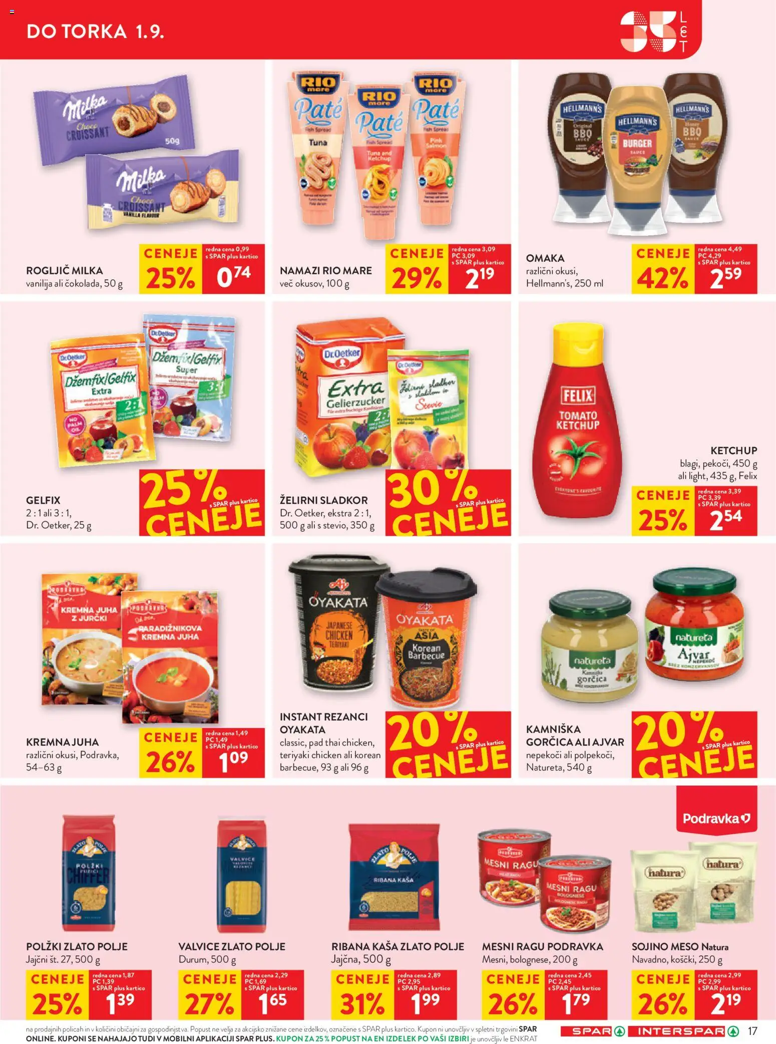 Novi Spar katalog ponudbe – veljaven od 26.08.2026 | Stran: 23 | Izdelki: Rezanci, Juha, Ajvar, Sladkor