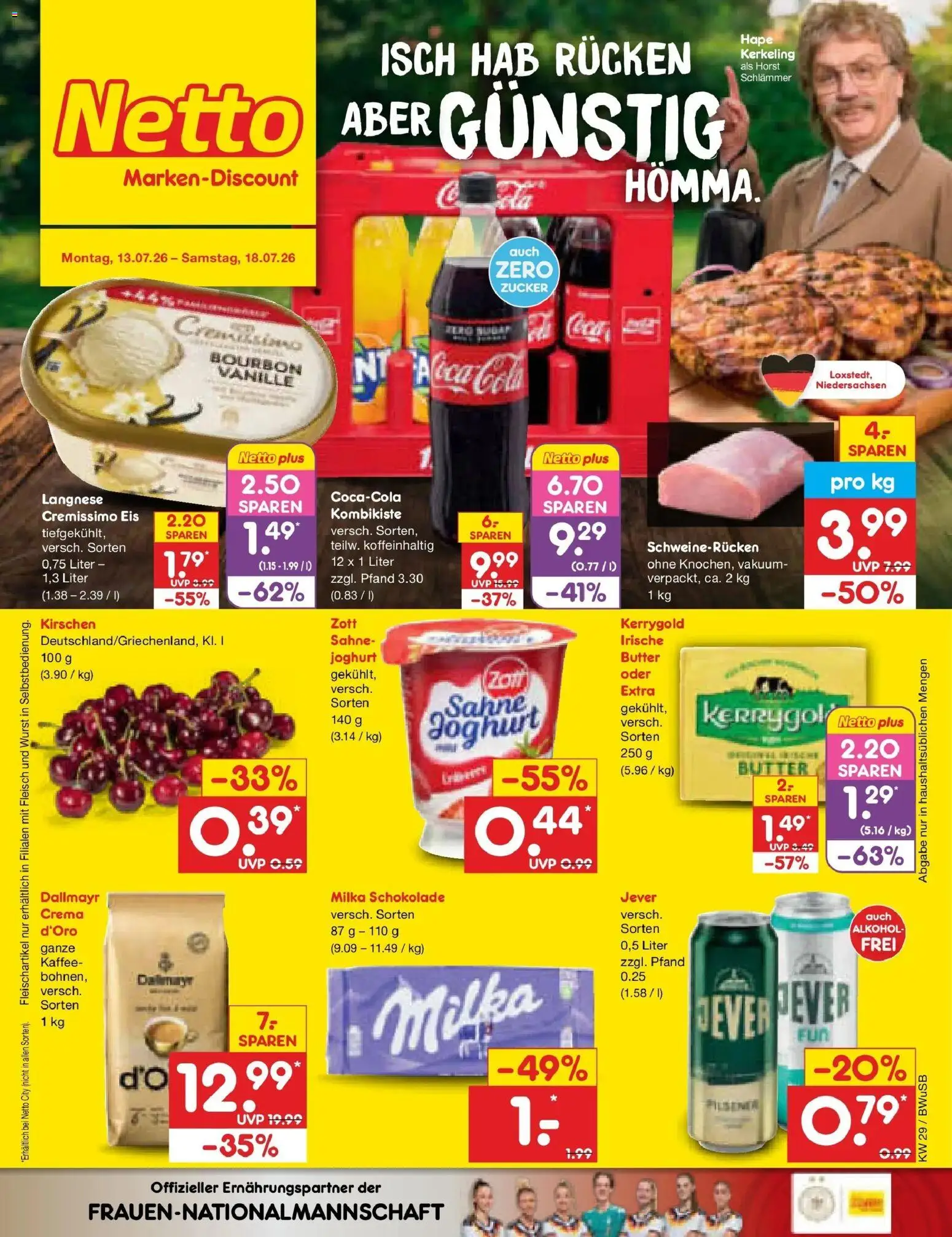 Netto Marken-Discount Prospekt Bielefeld – gültig ab 13.07.2026 | Seite: 1 | Produkte: Cola, Dallmayr, Alkohol, Bourbon