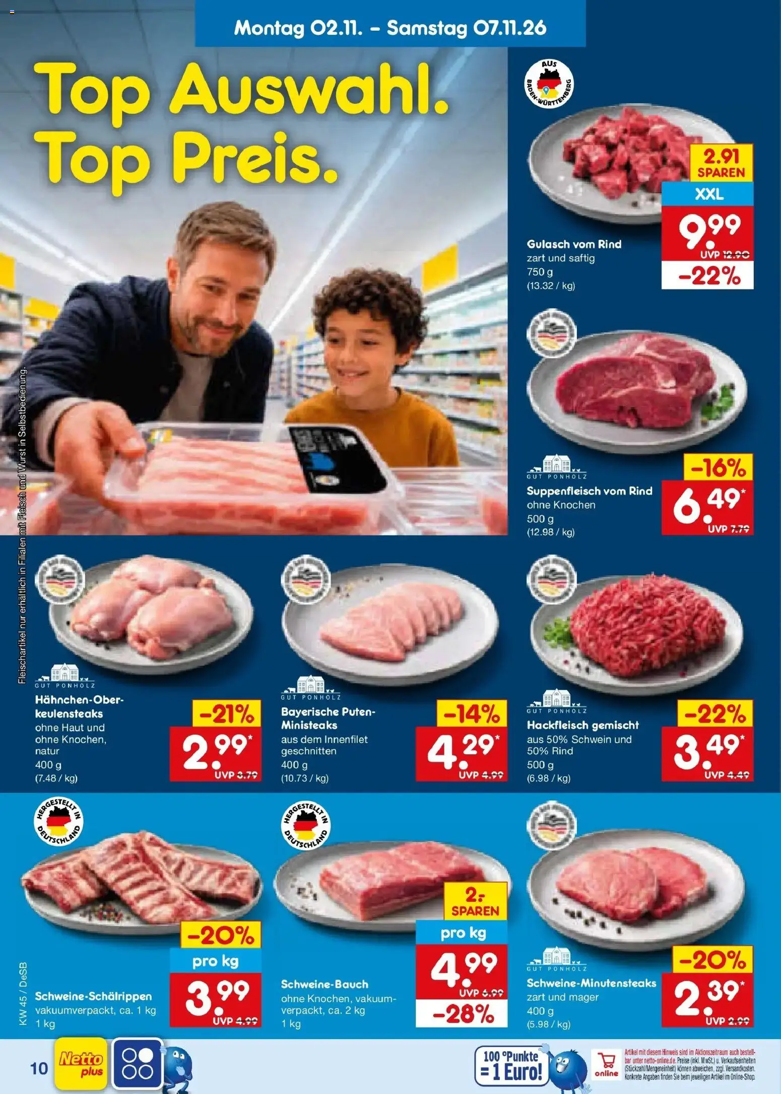 Netto Marken-Discount Prospekt Waiblingen-Bittenfeld (ab 02.11.2026) » Angebote | Seite: 16 | Produkte: Schweinebauch, Wurst, Fleisch, Hackfleisch
