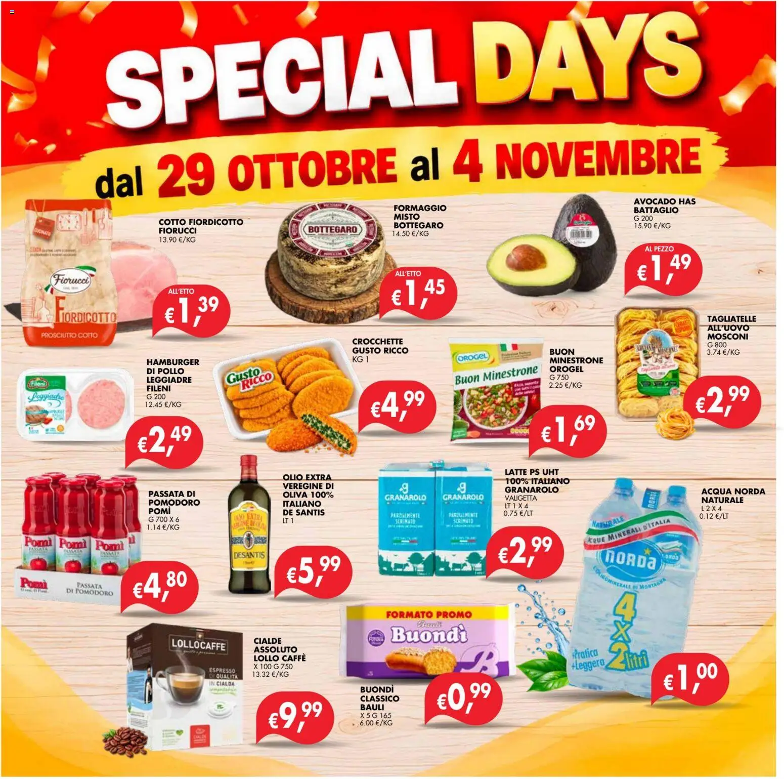 Volantino Coal del 22/10/2026 | Pagina: 3 | Prodotti: Prosciutto Cotto, Tagliatelle, Hamburger, Cialda