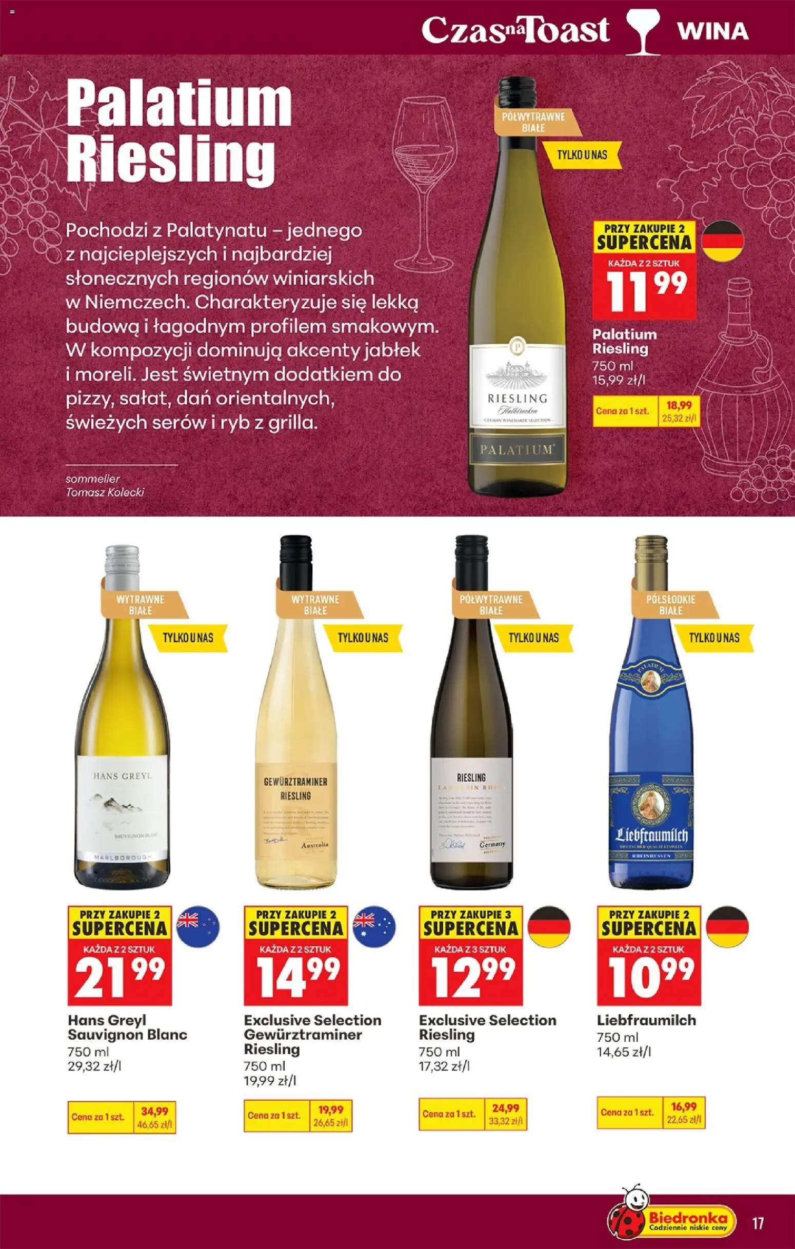 Biedronka Polsko leták - Czas na toast od 10.08.2026 | Strana: 17 | Produkty: Gewürztraminer, Riesling