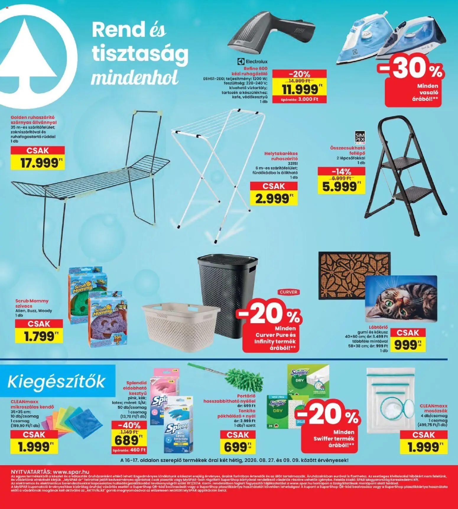 Interspar akciós ujság - amely érvényes a következő dátumtól: 2026.08.27. | Oldal: 16 | Termékek: Kesztyű, Vasaló, Püré, Lábtörlő