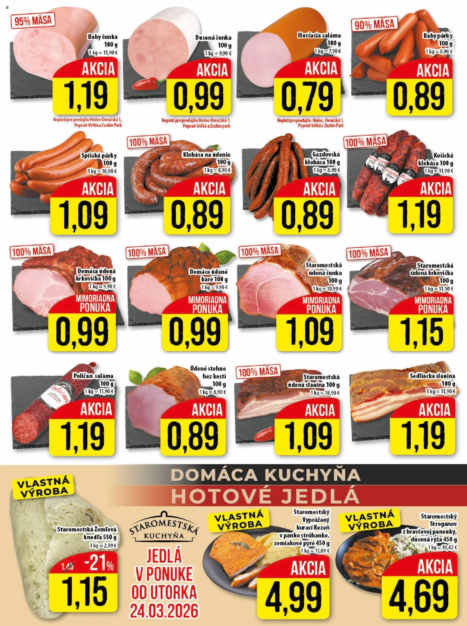 Nové Klas akcie – leták je platný od 23.03.2026 | Strana: 5 | Produkty: Kuchyňa, Šunka, Párky