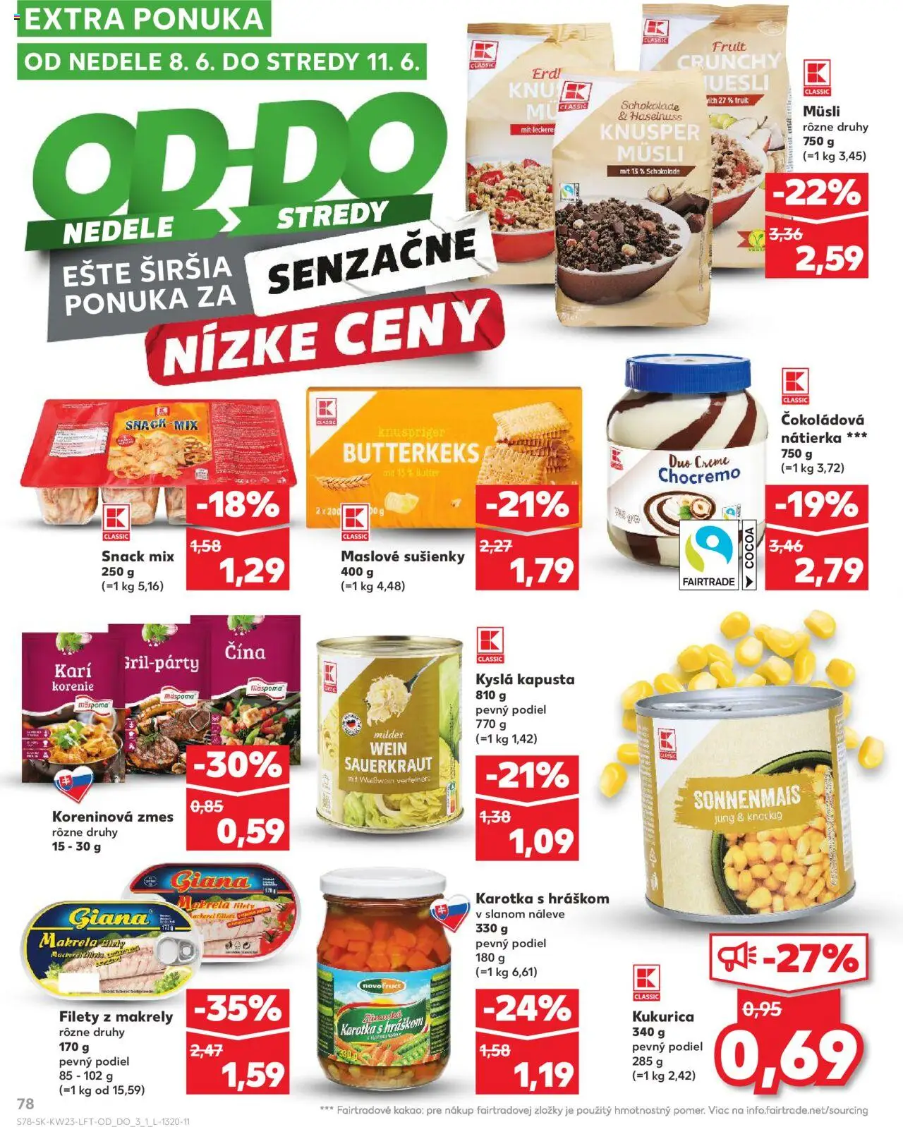 Nové Kaufland akcie – leták je platný od 05.06.2025 | Strana: 78 | Produkty: Kapusta, Maslove sušienky, Korenie, Kakao
