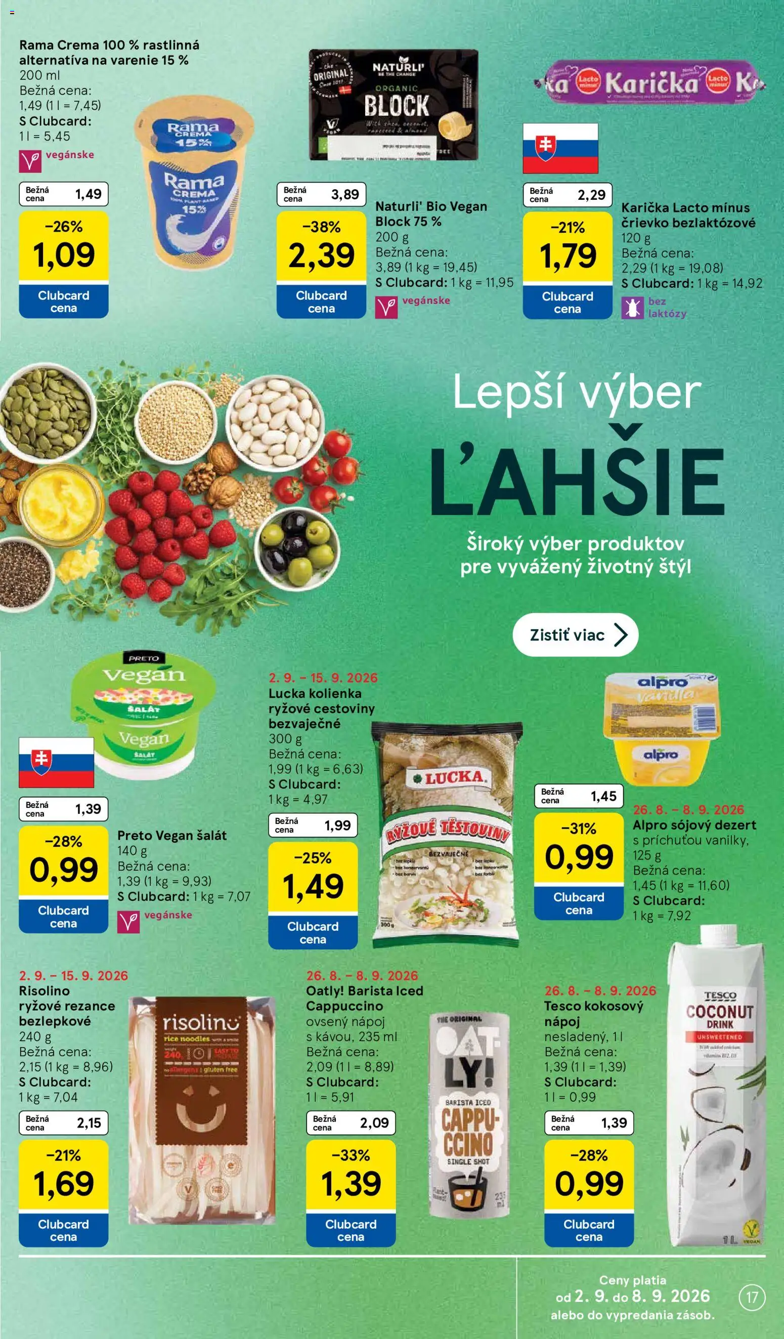 Nové Tesco akcie – leták je platný od 02.09.2026 | Strana: 17 | Produkty: Cestoviny, Lucka, Rezance, Rama