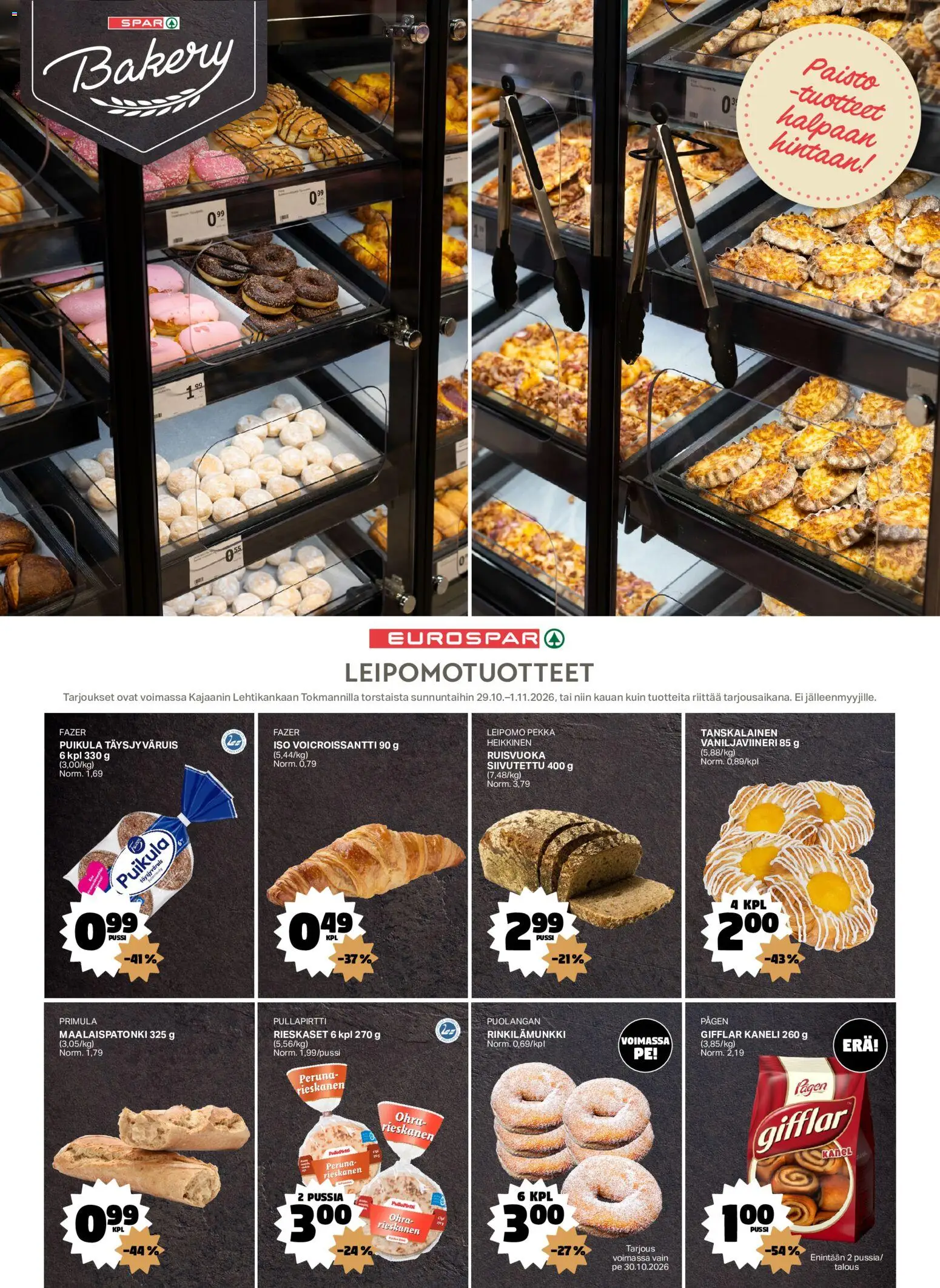 Tokmanni Eurospar Kajaani – voimassa 29/10/2026 alkaen | Sivu: 3 | Tuotteet: Leipomo, Kaneli, Peruna