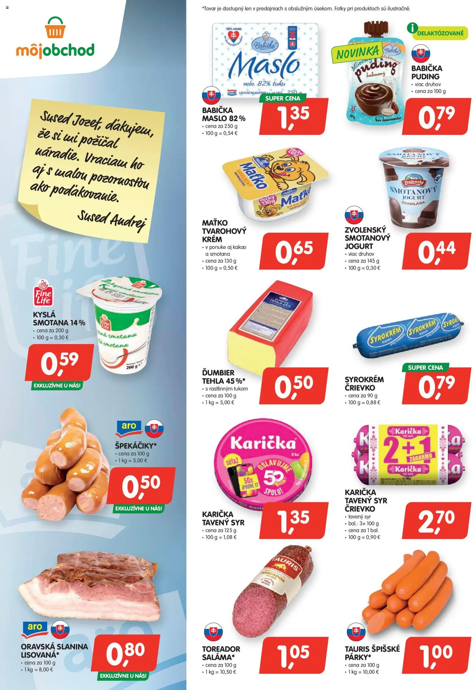 Nové Môj obchod akcie – leták je platný od 05.06.2026 | Strana: 2 | Produkty: Mlieko, Syr, Čokoláda, Krém