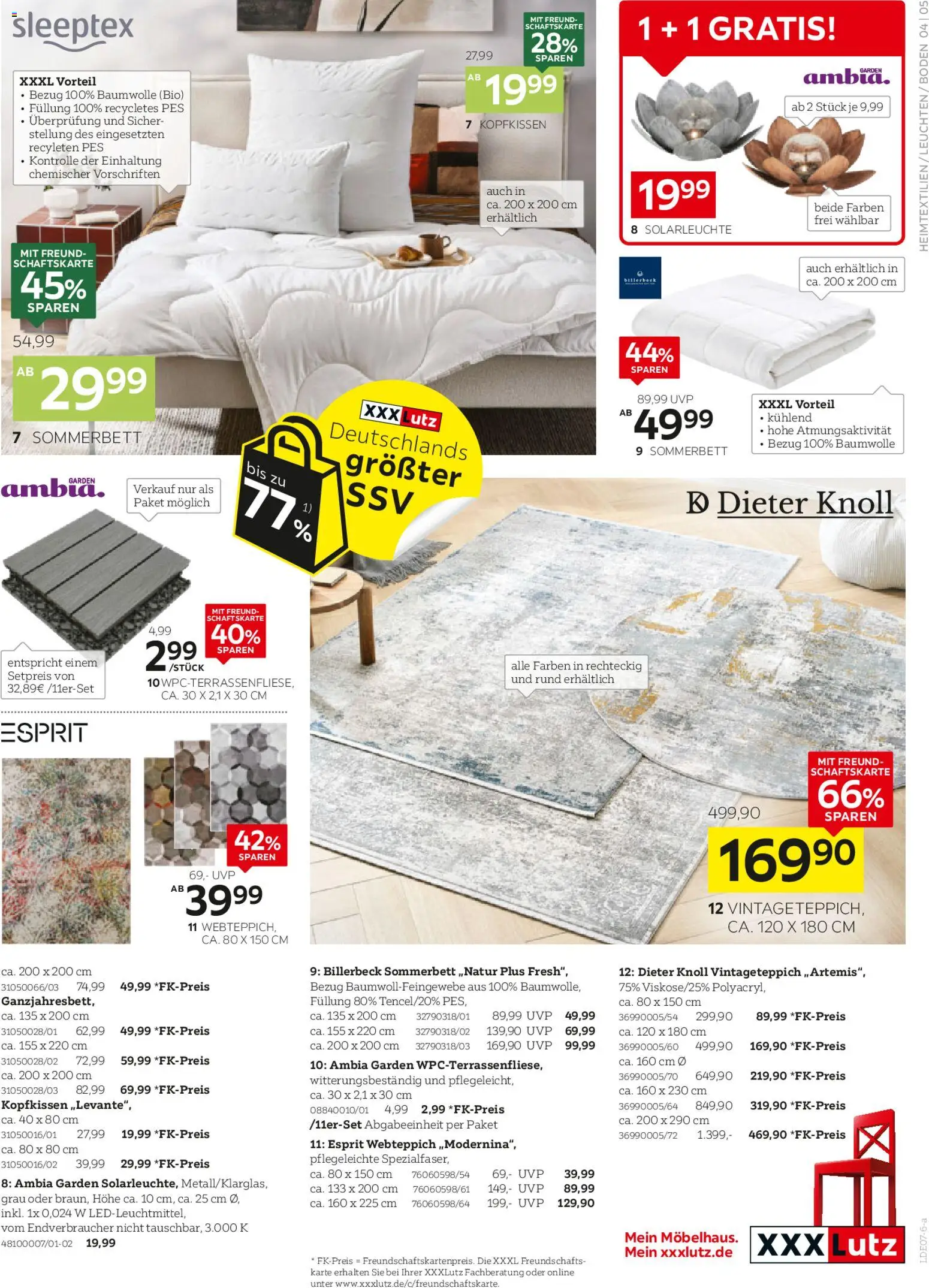 XXXLutz Deutschlands größter SSV – gültig ab 20.06.2026 | Seite: 5 | Produkte: Kopfkissen, Solarleuchte
