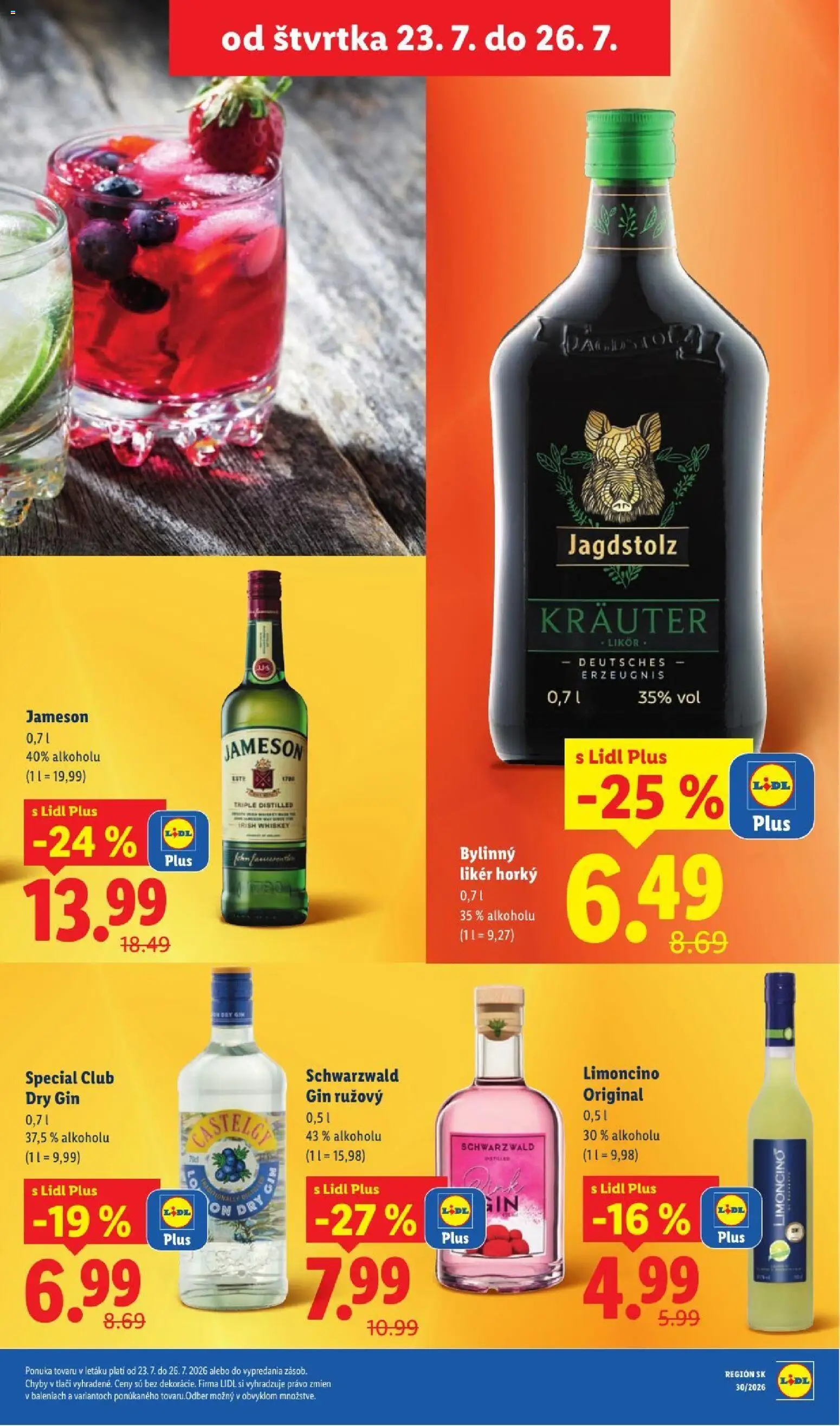 Nové Lidl akcie – leták je platný od 20.07.2026 | Strana: 79 | Produkty: Jameson, Gin