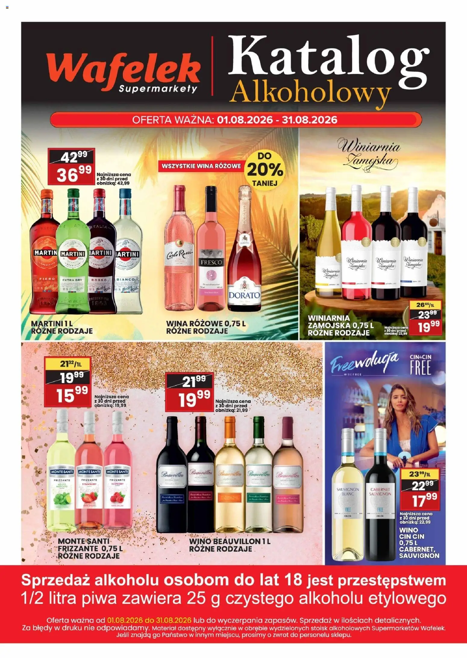 Wafelek gazetka alkoholowa od 01.08.2026 | Strona: 4 | Produkty: Martini, Wino Monte, Monte Santi, Carlo Rossi
