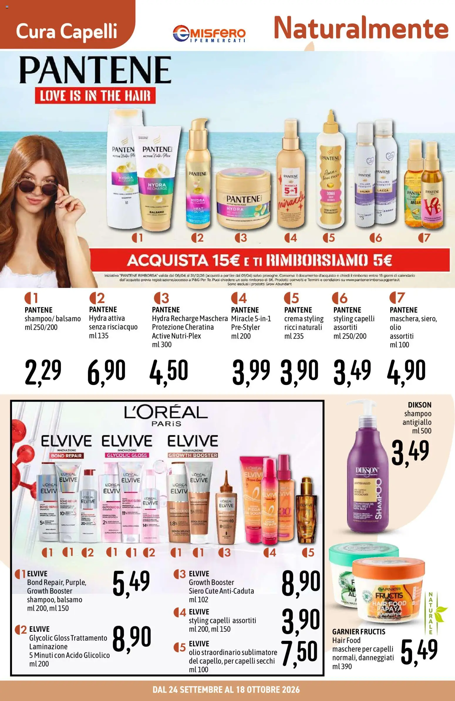 Volantino Emisfero del 24/09/2026 | Pagina: 12 | Prodotti: Shampoo, Maschera, Olio, The