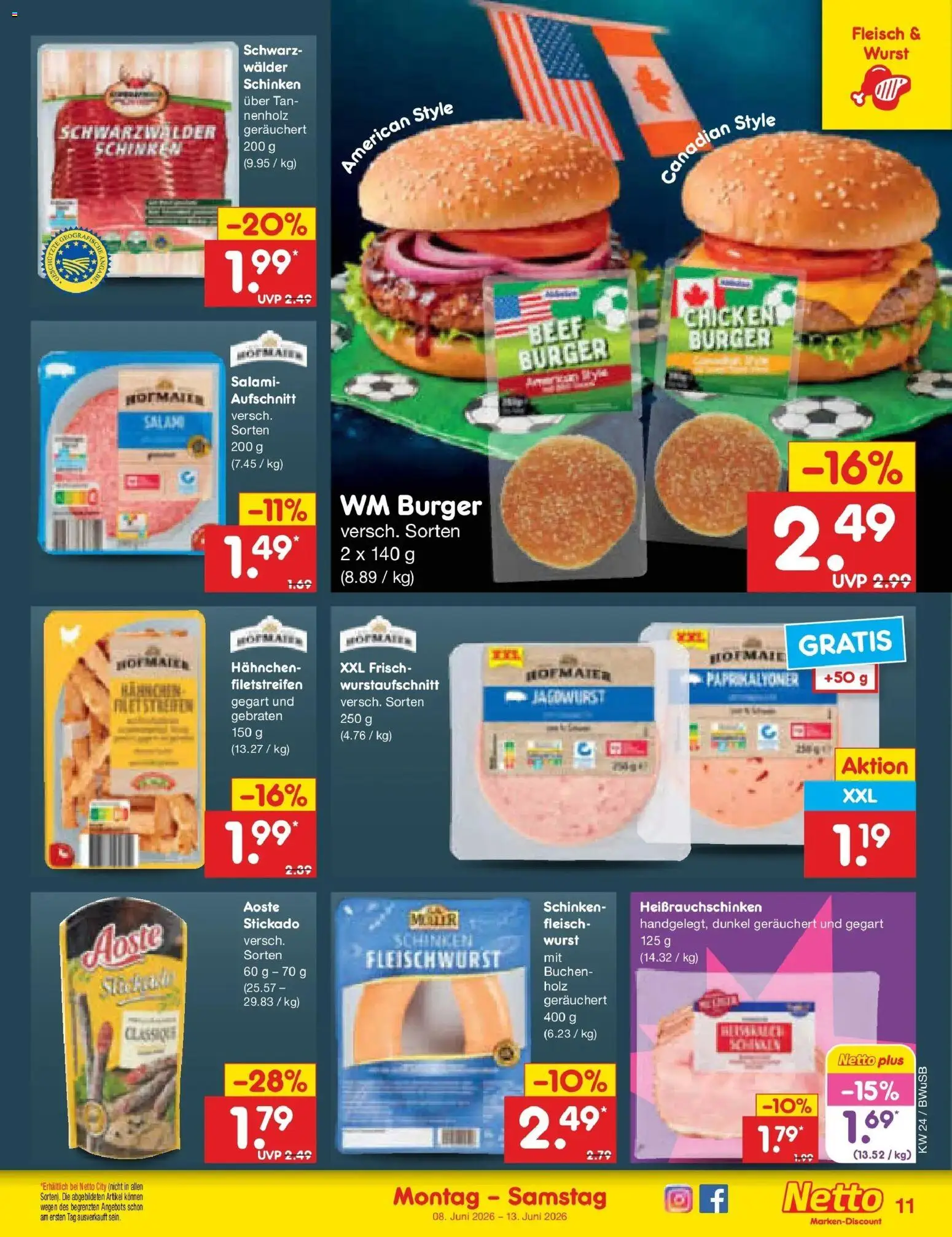 Netto Marken-Discount Prospekt Stemwede-Dielingen – gültig ab 08.06.2026 | Seite: 17 | Produkte: Hahnchen, Salami, Schinken, Fleisch