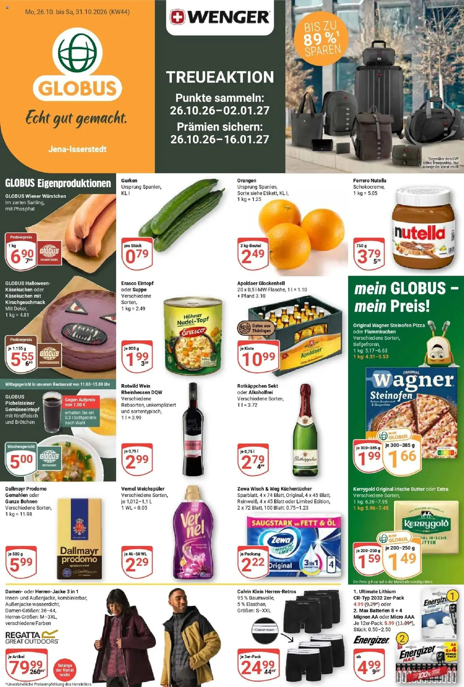 Globus Prospekt Isserstedt (ab 26.10.2026) » Angebote online | Seite: 1 | Produkte: Zewa, Weichspüler, Pizza, Rindfleisch