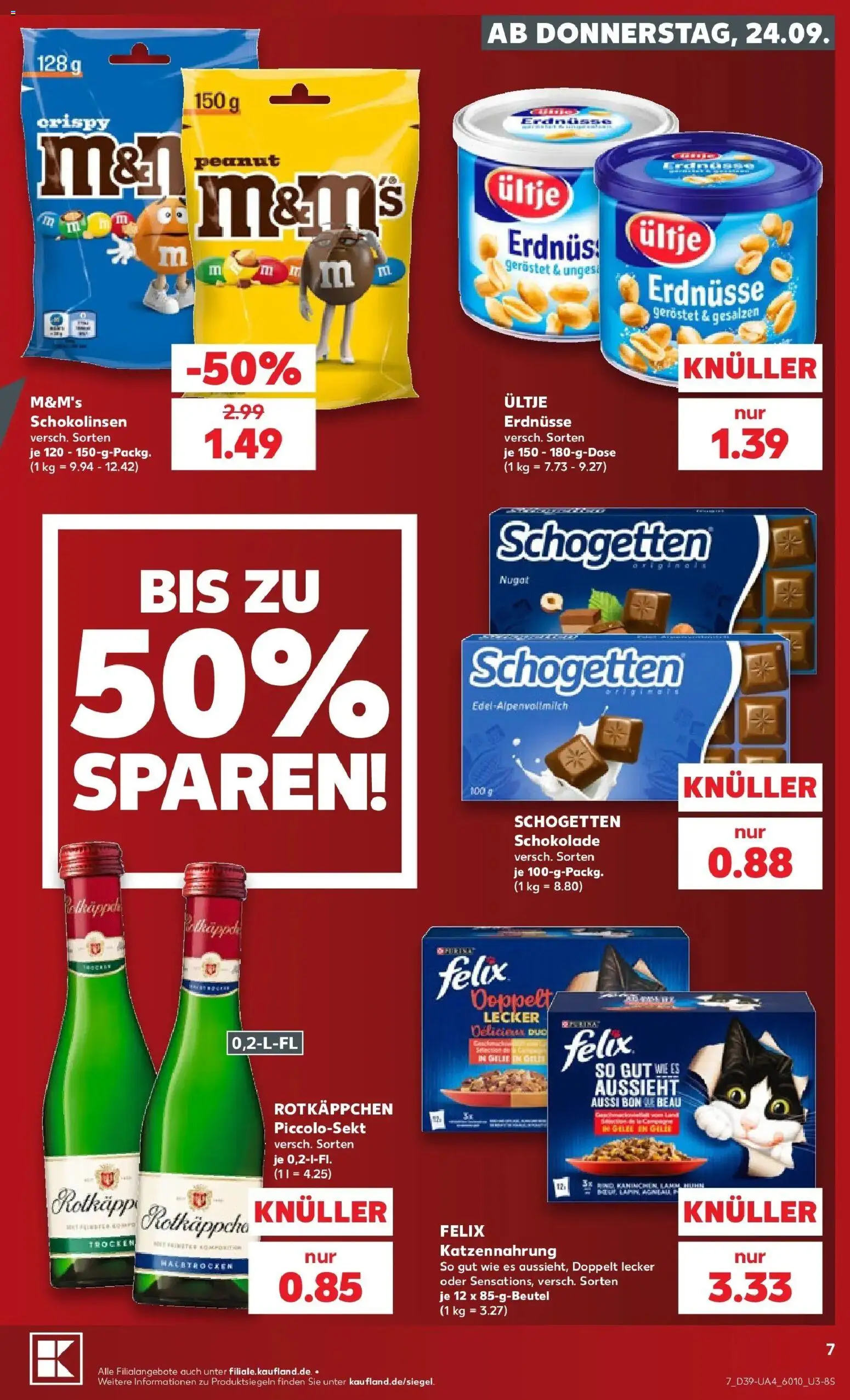 Prospekt Kaufland ab 21.09.2026 » Angebote Online zum Blättern | Seite: 19 | Produkte: Erdnüsse, M&M's, Rotkäppchen, Schogetten